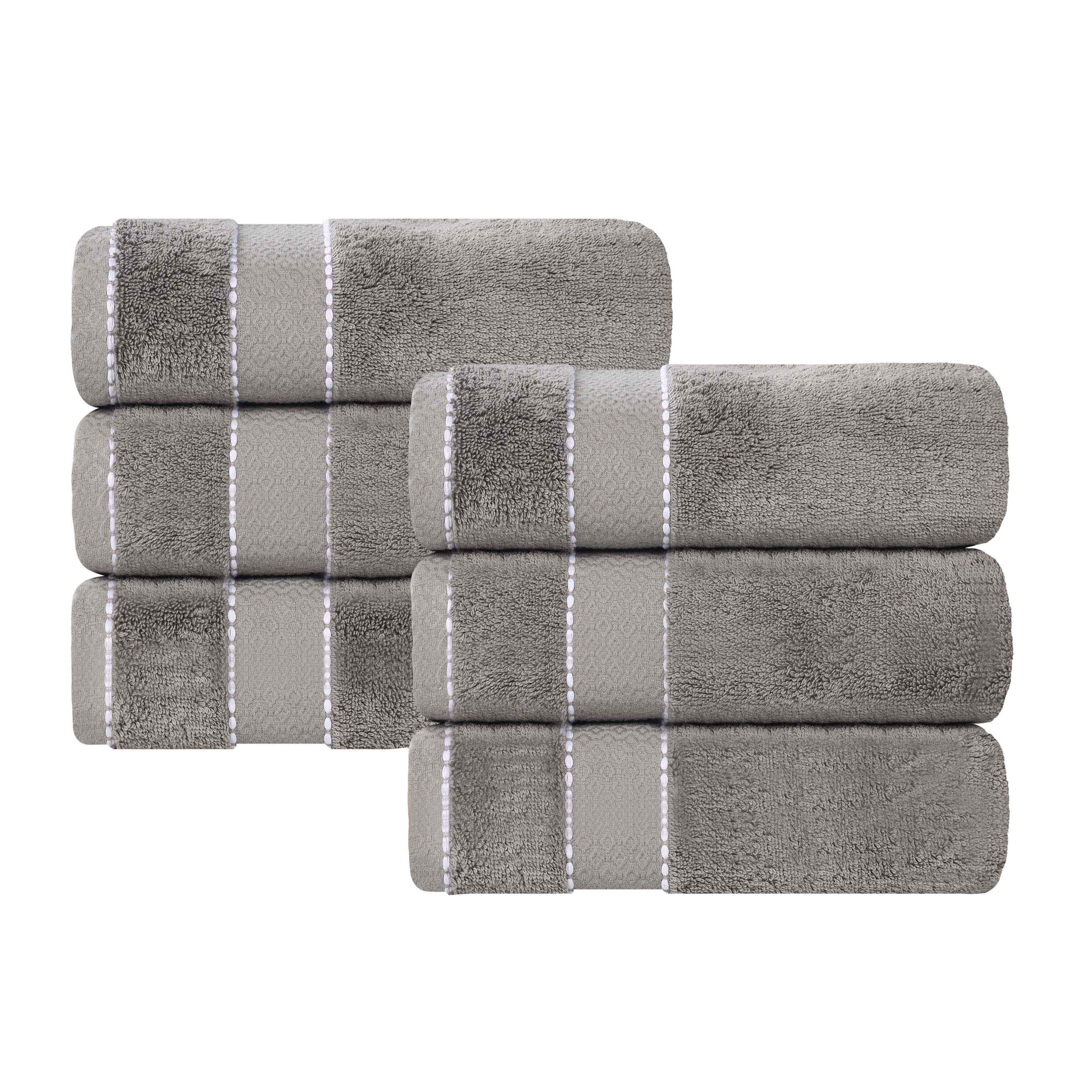 Premium Giza Cotton Dobby Hand Towels - Ultra Absorbent Set of 6 - Made in Egypt - Soft & Luxurious Bath, Kitchen & Guest Towels for Spa, Hotel & Home Use