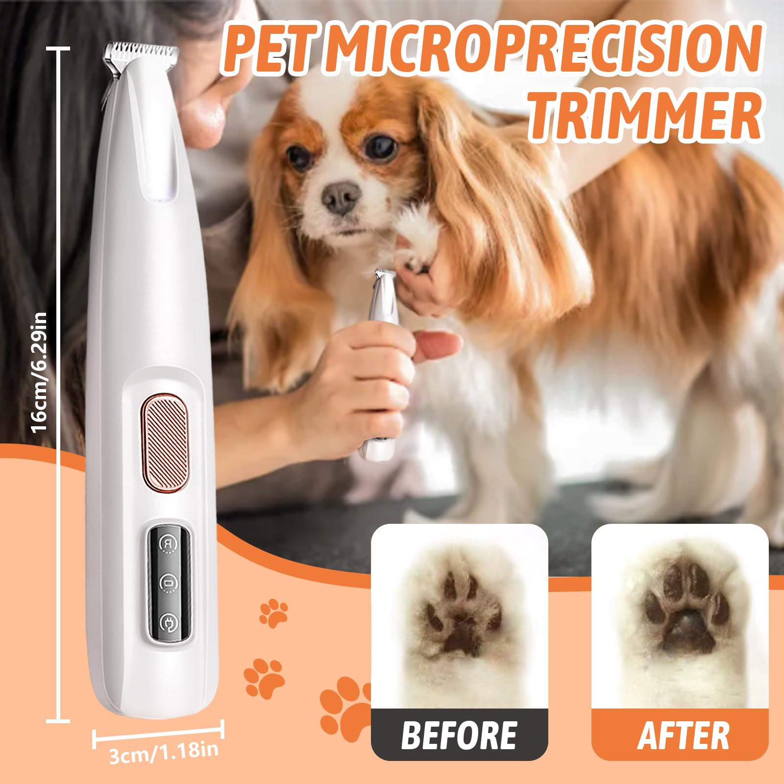 2025 Waterproof Pet Grooming Clipper - Rechargeable Trimmer for Paws, Face & Ears with LED Light - Perfect for Home Pet Care