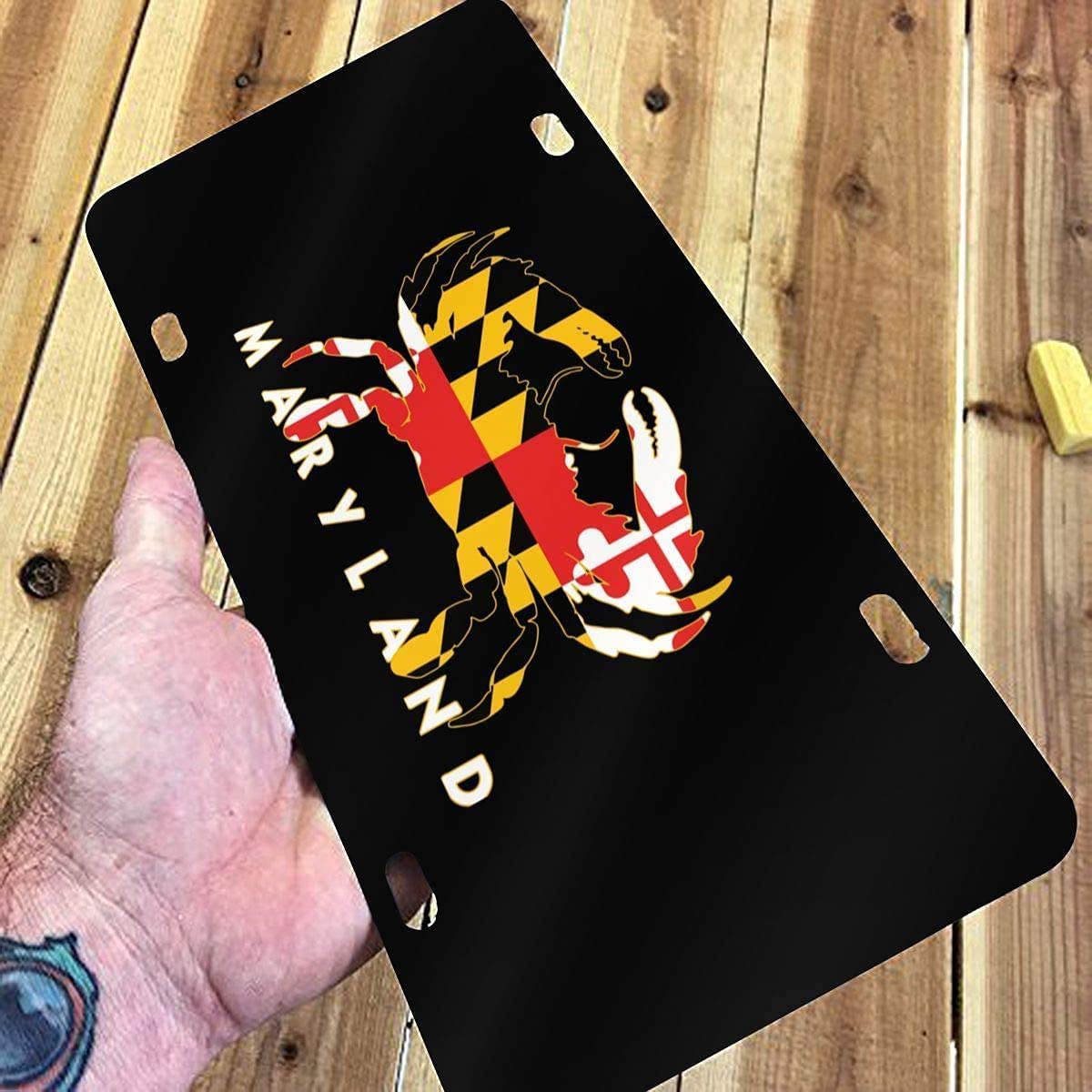 Maryland Crab Flag 3D Custom Aluminum License Plate - 6x12 Inch Novelty Vanity Tag with 4 Holes - Perfect for Cars, Trucks, Boats & Gifts for Crab Lovers