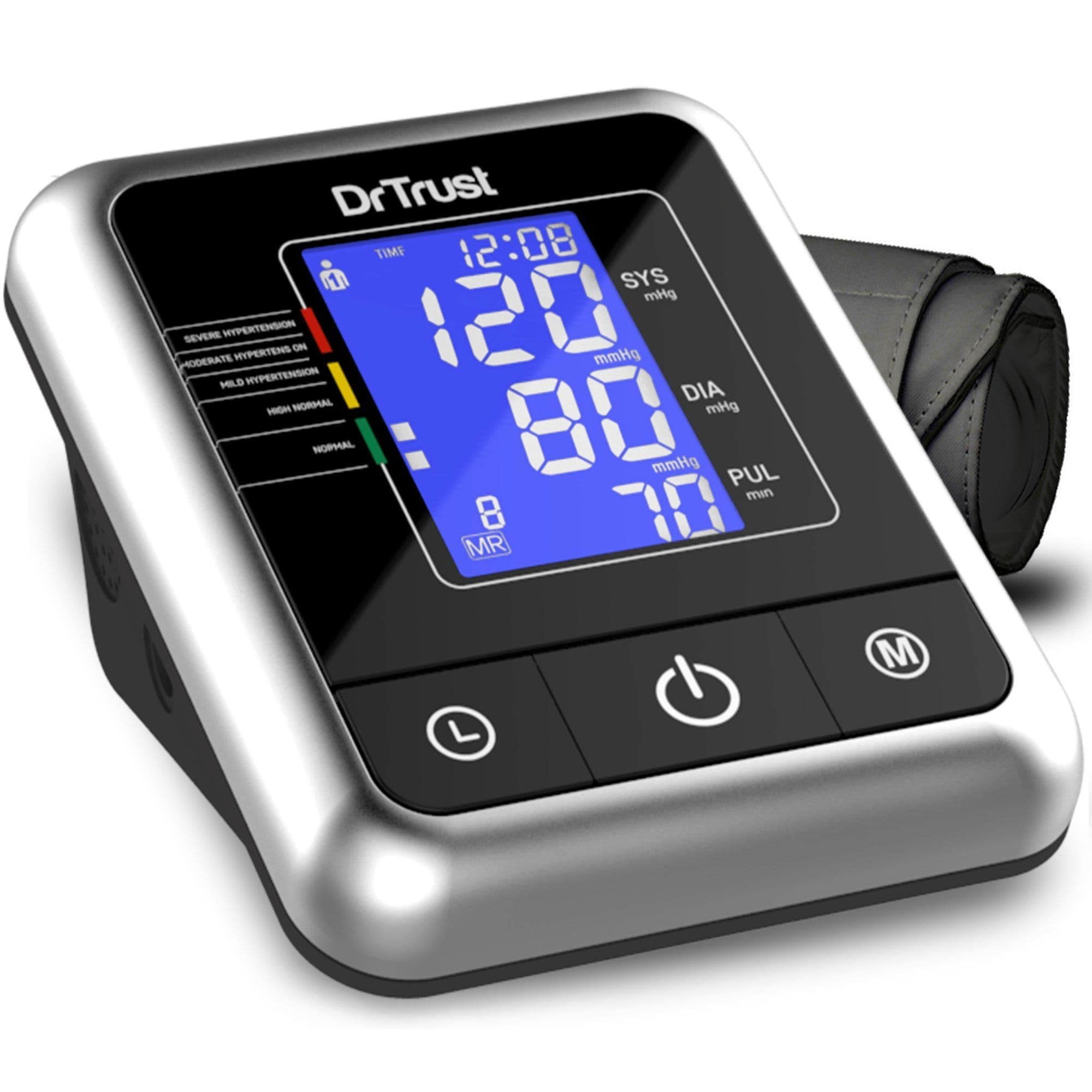 Dr Trust USA Rechargeable Digital Blood Pressure Monitor - Accurate Upper Arm Cuff for Home Use, Heart Health Tracking & Fitness Monitoring