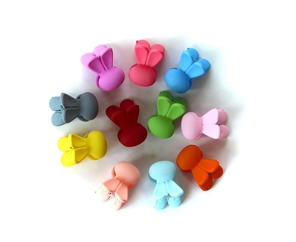 Trendy 10pc Mixed Color Mini Hair Clips for Women - Bunny Style for Party & School
