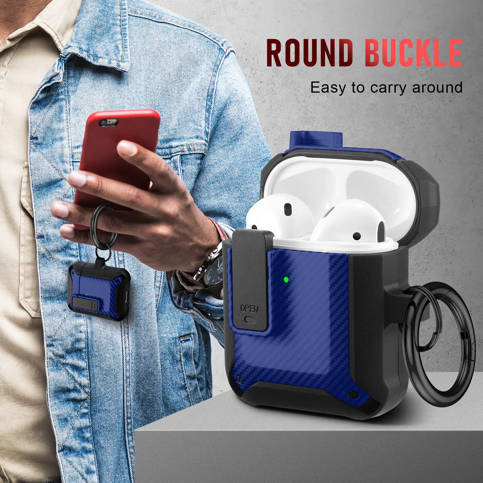 Military Armor AirPods Case for AirPods 1/2 - Secure Lock Protective Cover for Men & Women - Perfect for Travel & Outdoor