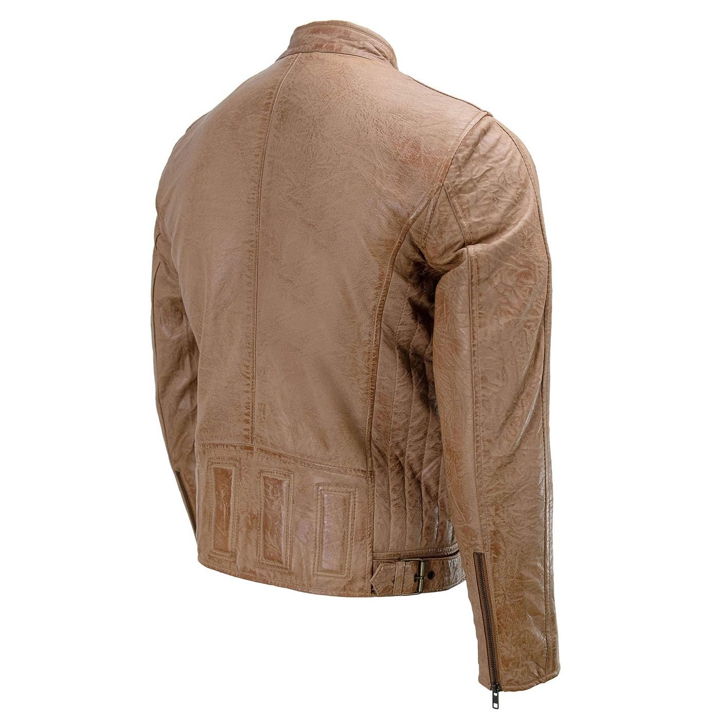 Milwaukee Leather Men's Black Cafe Racer Motorcycle Jacket - Genuine Leather Biker Jacket with Snap Button Collar SFM1835 | Perfect for Riding, Casual Wear & Urban Fashion