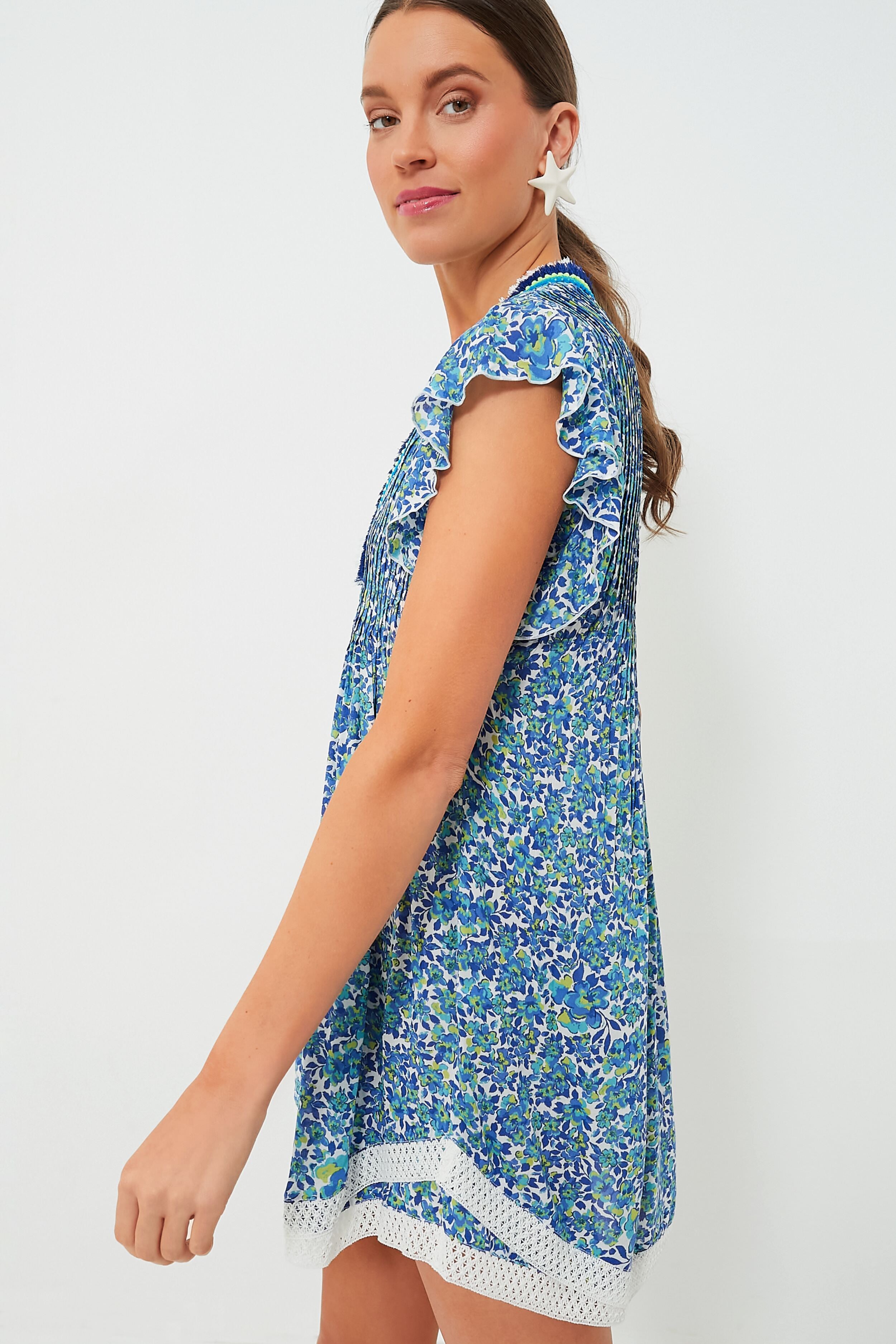 Blue Net Sasha Mini Dress - Elegant Floral Lace Party Cocktail Dress for Women | Perfect for Weddings, Date Nights & Special Occasions