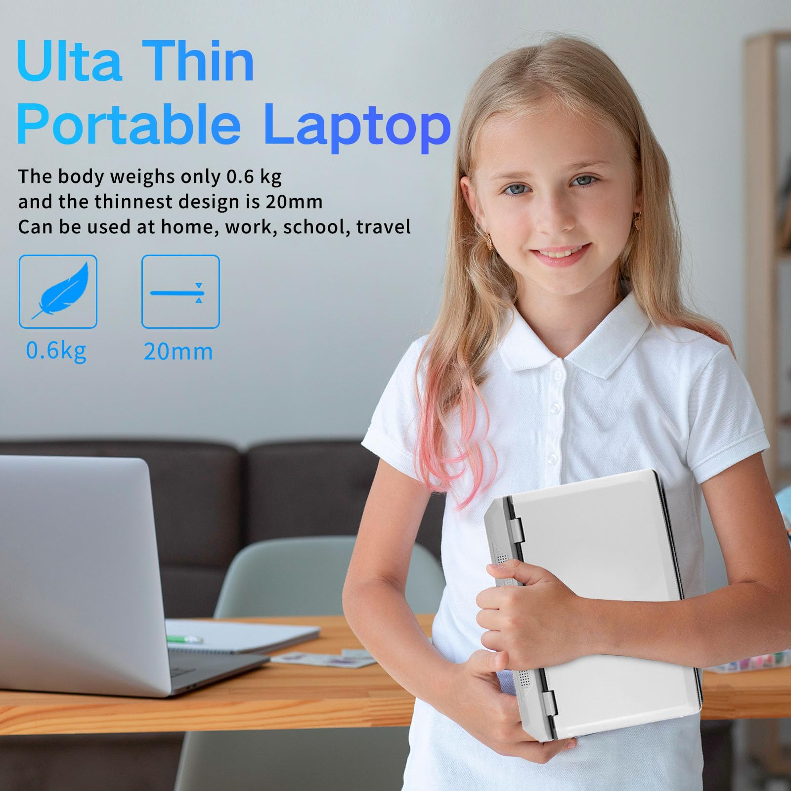 UDKED 7-inch Windows 11 Touchscreen Laptop - Lightweight Portable Notebook with Office, USB 3.0, Mini HDMI, WiFi, 256GB Storage - Perfect for Students, Travel & Remote Work
