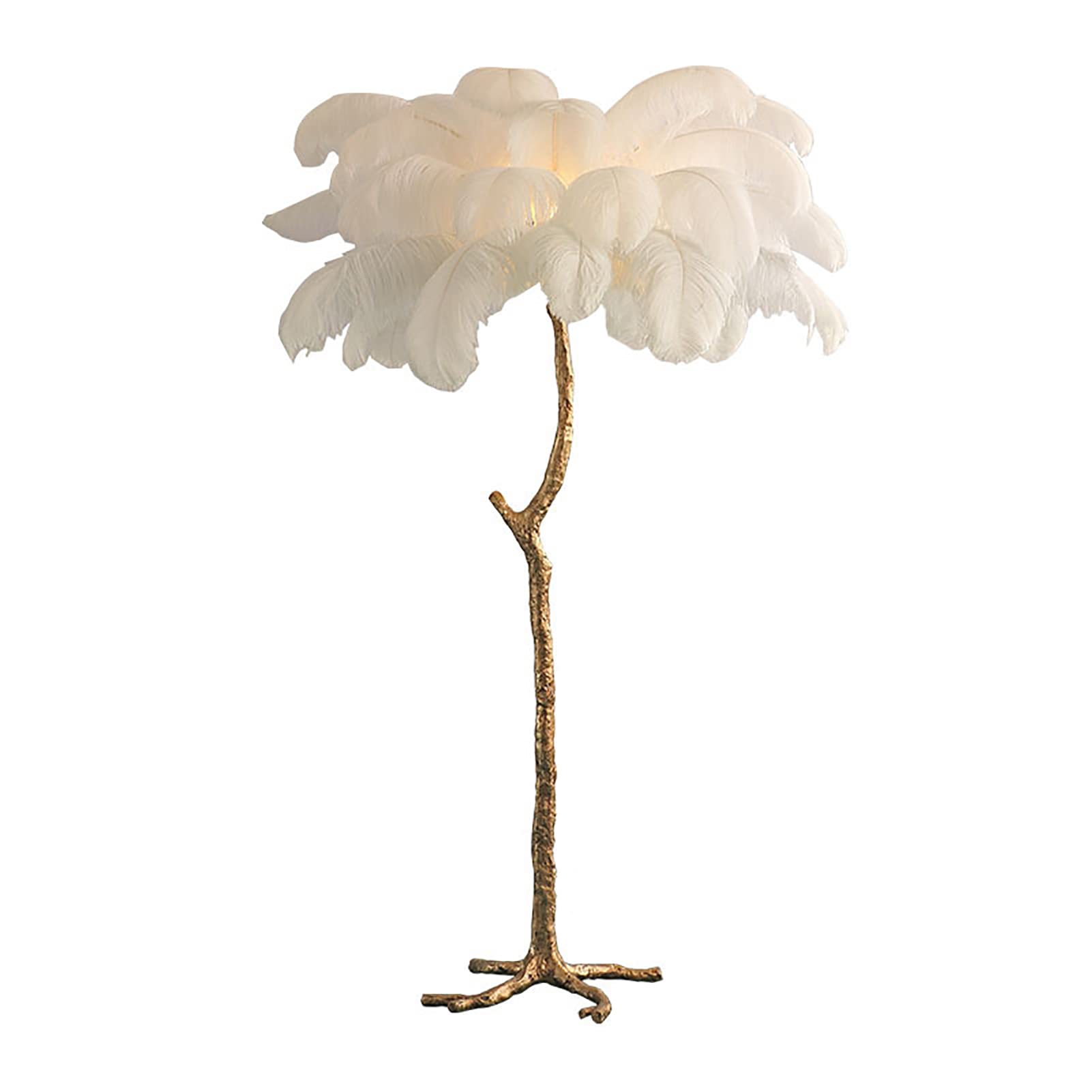 Nordic Ostrich Feather Table Lamp - Modern Palm Tree Stand Light for Bedroom & Living Room - White Home Decor Lighting for Cozy Ambiance & Interior Design