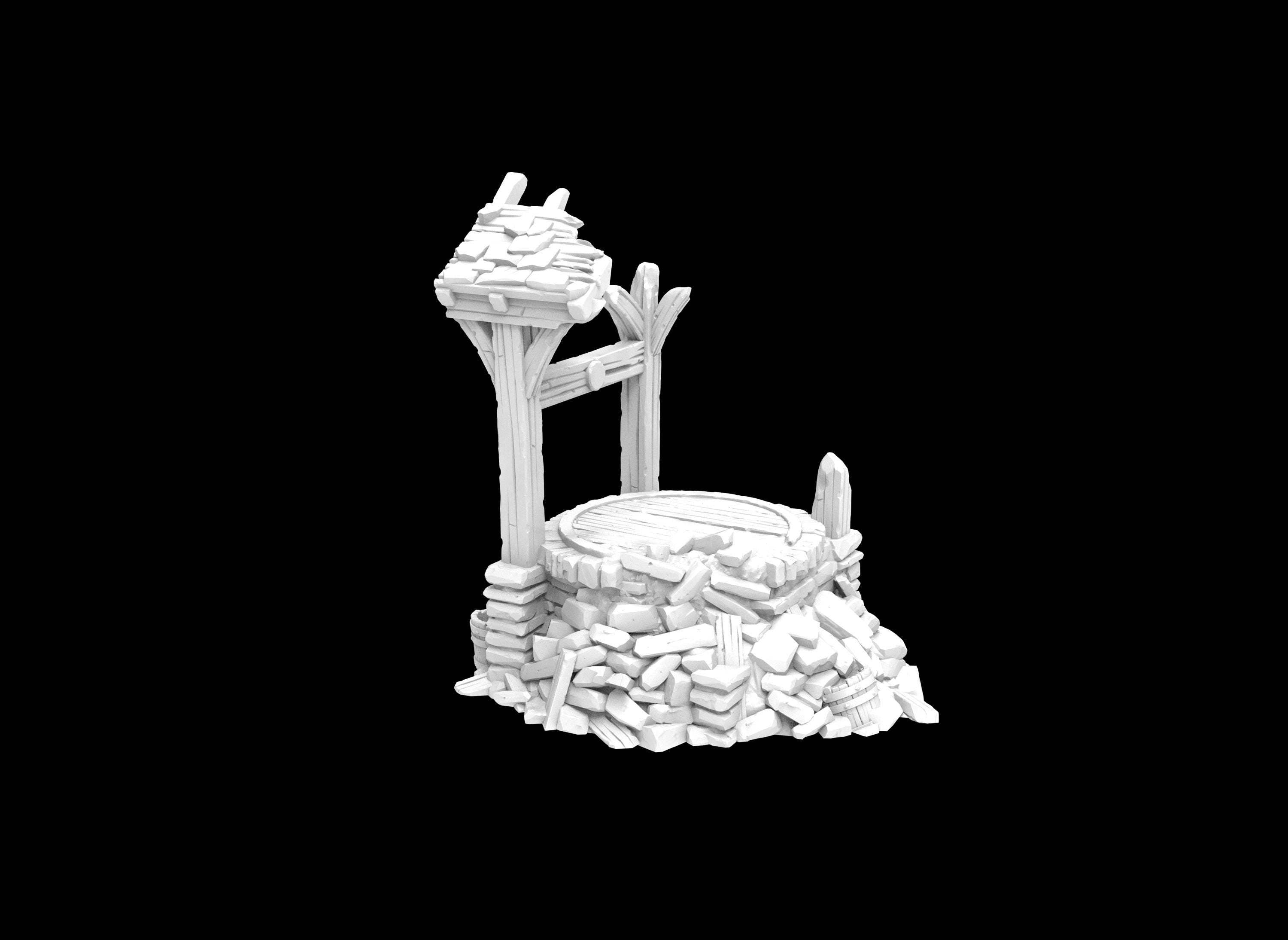 Dungeons & Dragons Water Well Ruin Terrain - Fantasy RPG Scenery for DnD, Pathfinder & Tabletop Wargaming - Perfect for Medieval Village Dioramas & RPG Battle Maps