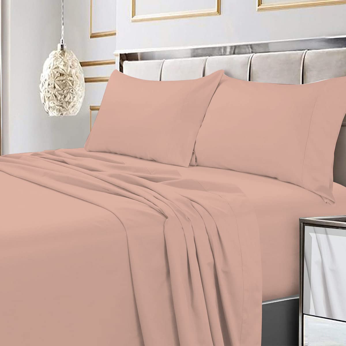 BLUECLANS 1000 Thread Count Egyptian Cotton Sheet Set - California King Size, 4-Piece, 18