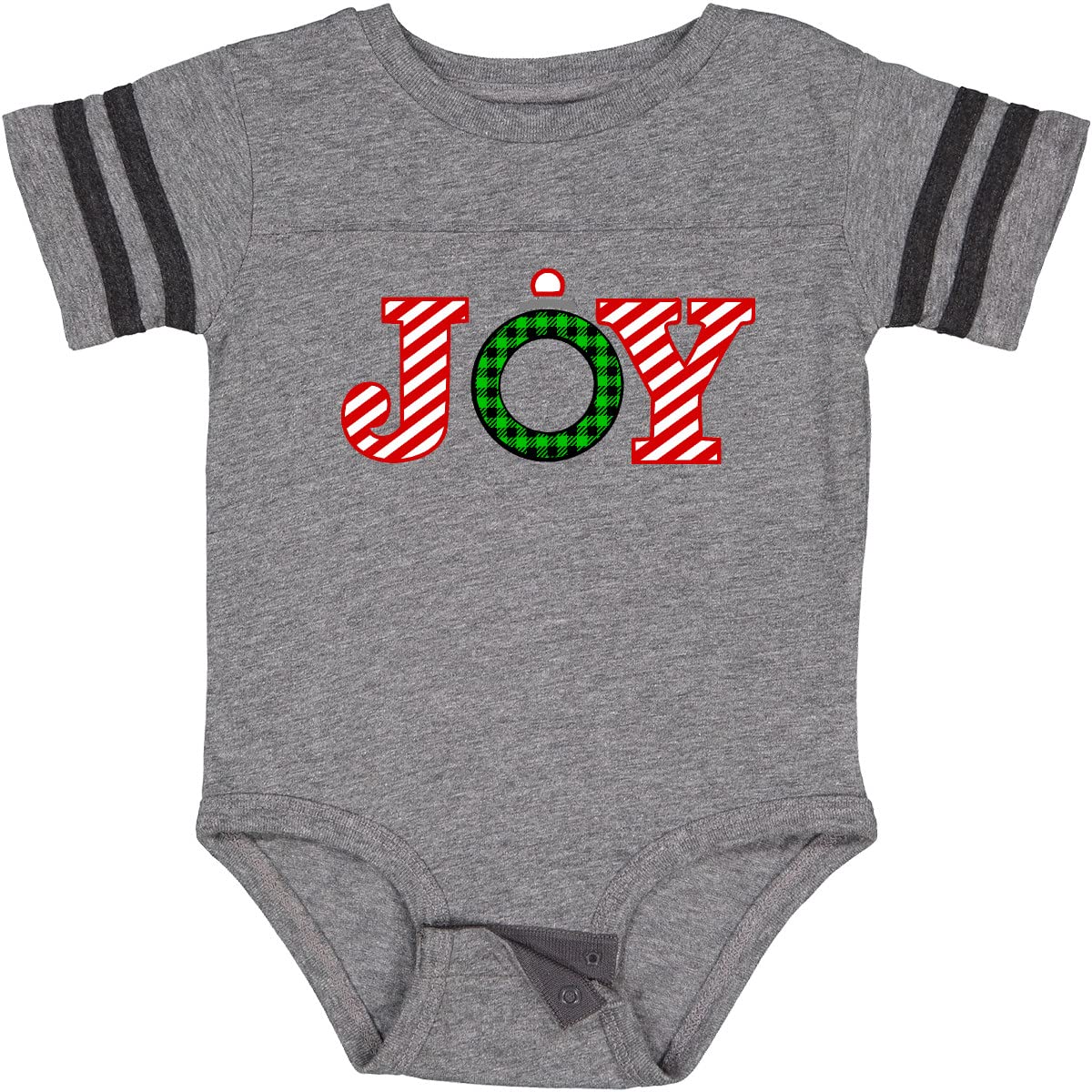 Inktastic Joy Christmas Ornament with Candy Cane Stripes Baby Bodysuit - Festive Holiday Outfit for Infants & Toddlers - Perfect for Christmas Photos, Family Gatherings & Holiday Celebrations