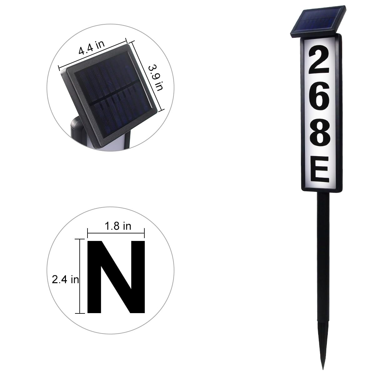 Solar Powered Address Sign with LED Light - Waterproof Outdoor House Numbers Plaque for Mailbox, Front Door & Garden - Easy to Install & Energy Efficient