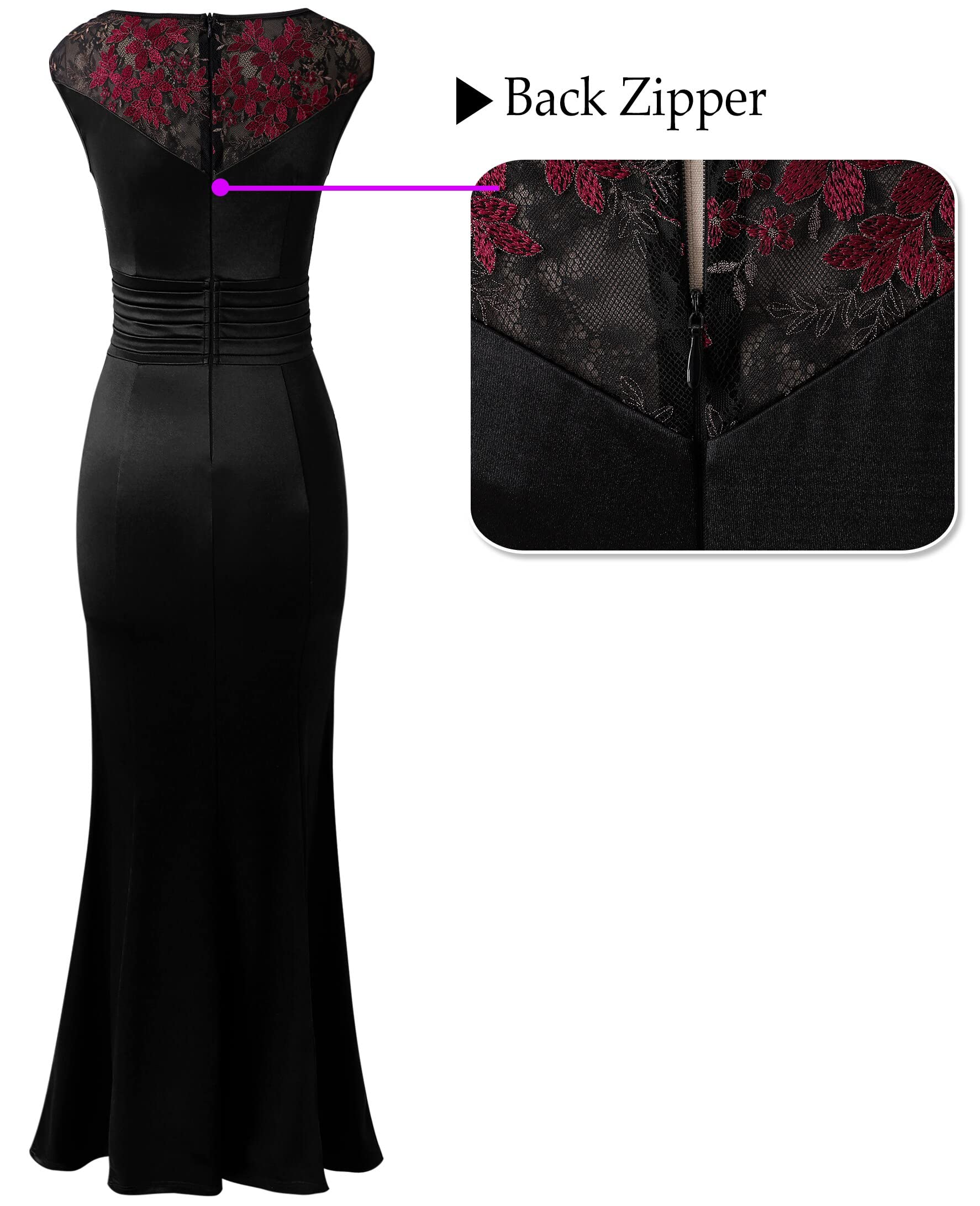 VFSHOW Women's Elegant Ruched Ruffles Long Evening Dress for Prom, Wedding, Party & Special Occasions - Perfect for Formal Events, Dinners & Night Out