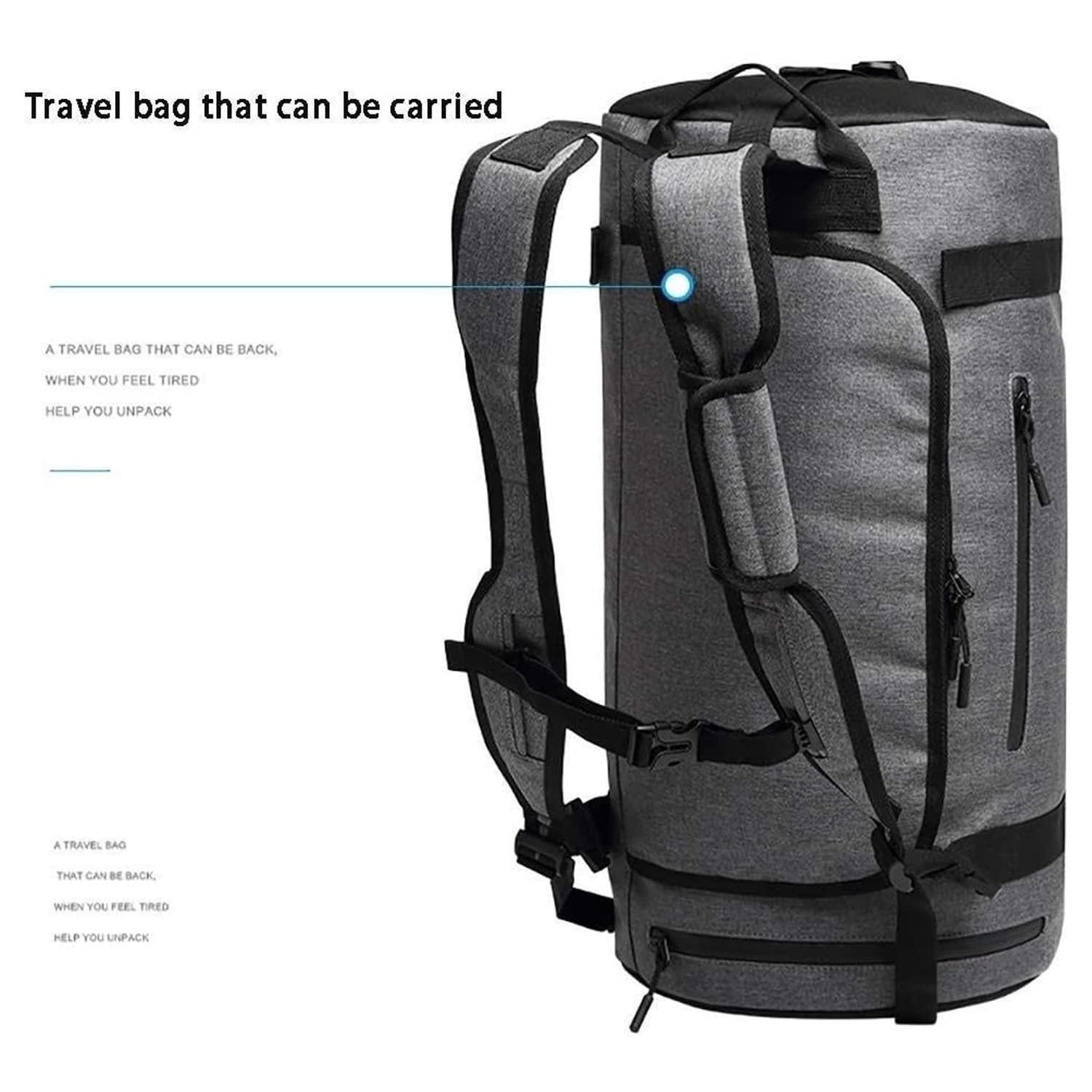 Lightweight Waterproof Gym Bag for Men & Women - Multifunctional Sports Duffel with Wet/Dry Pocket & Shoe Compartment - Perfect for Workout, Travel & Fitness (Gray)