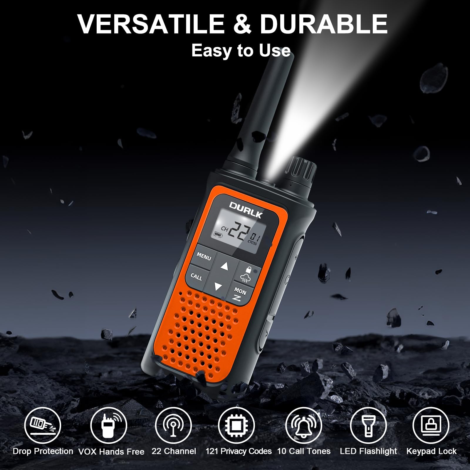 Rechargeable Long Range Walkie Talkies for Adults - 3 Pack Two Way Radios with NOAA Weather Alert, 22 FRS Channels, 1800mAh Li-ion Battery & USB-C Charging - Perfect for Hiking, Camping, Cruises, and Outdoor Adventures