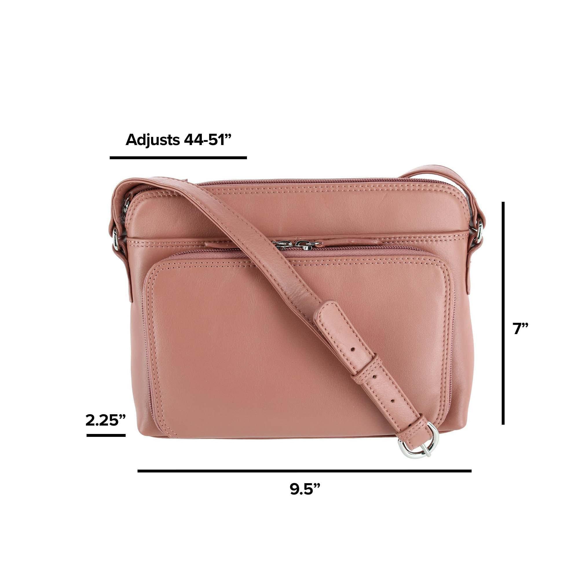 CTM® Women's Genuine Leather Shoulder Bag Purse with Side Organizer Pockets - Stylish Crossbody Handbag for Work, Travel & Everyday Use