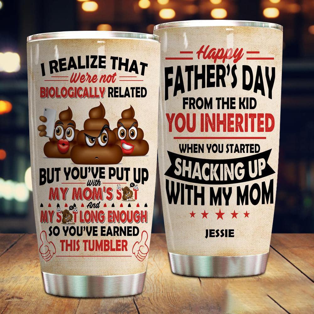 Custom Stepdad Tumbler - Personalized 'Not Biologically Related' Funny Insulated Cup - Father's Day Gift for Bonus Dad from Daughter or Son - Perfect for Coffee, Office Use & Father's Day Celebrations