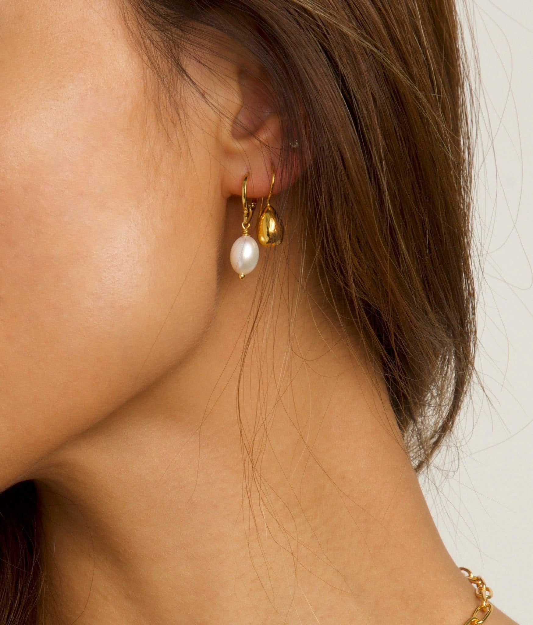 Elegant Pearl Hoop Earrings for Women - 14K Gold Plated Classic Circle Earrings | Perfect for Weddings, Parties & Everyday Wear