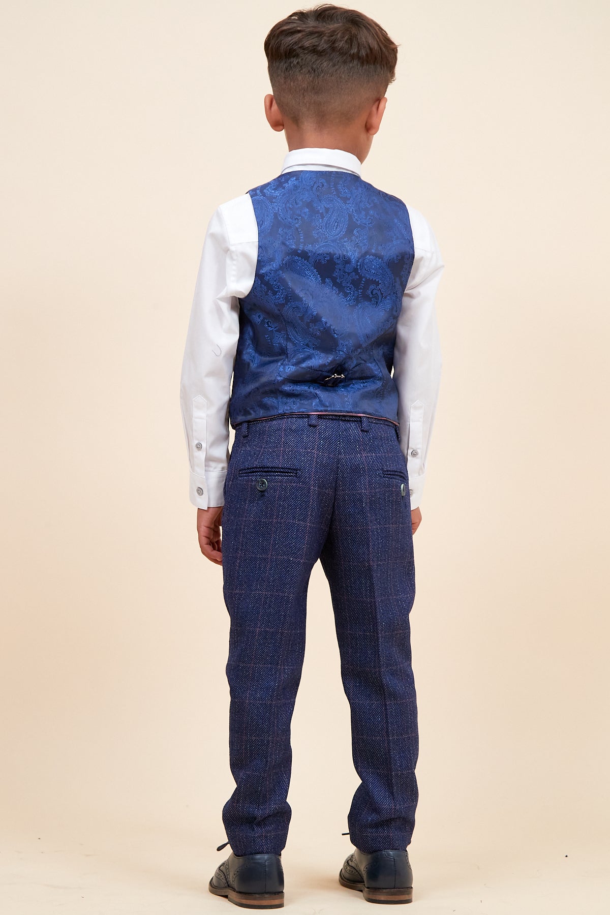Harry Children's Indigo Tweed Check 3-Piece Suit for Boys | Formal Outfit for Weddings, Parties & Special Occasions