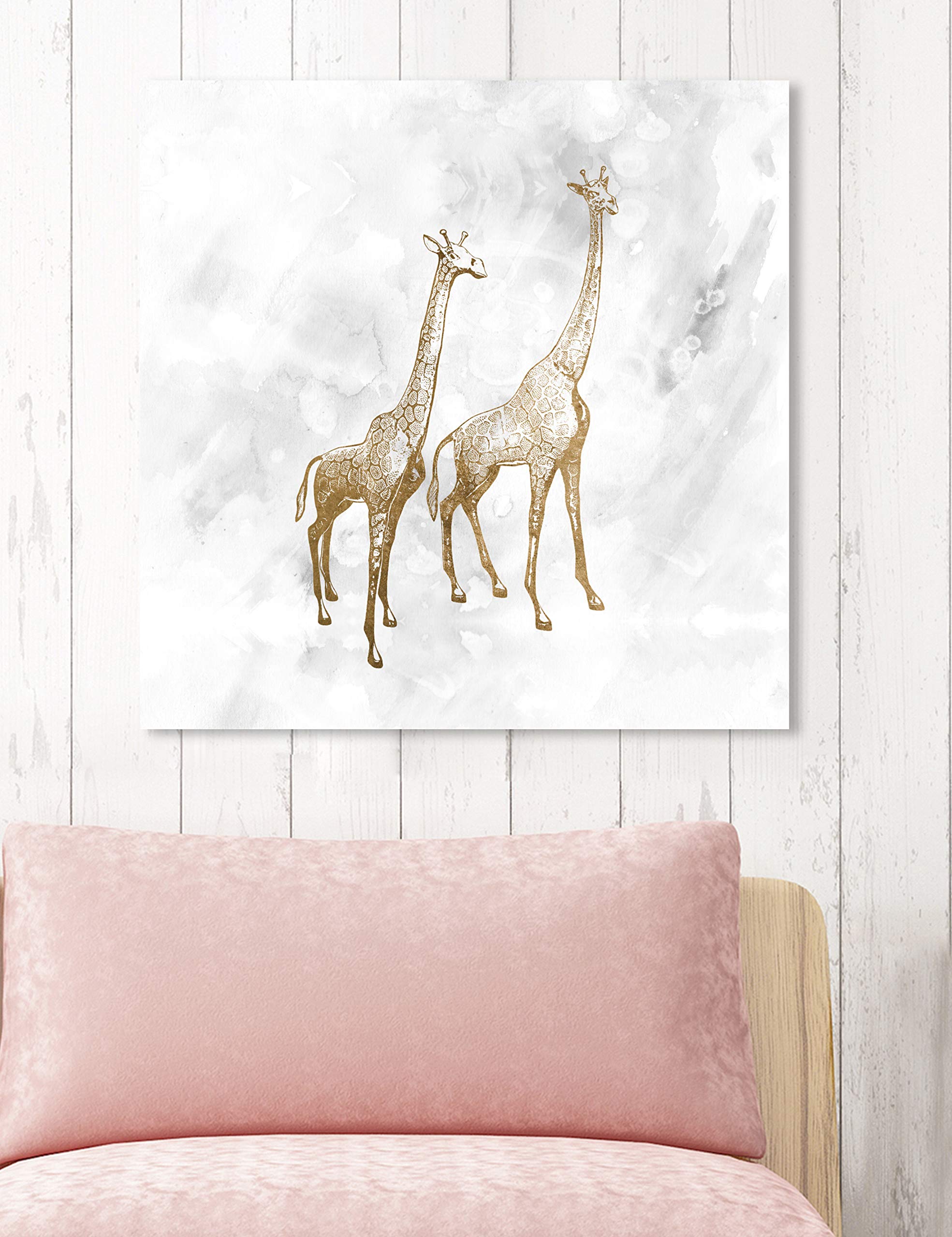 Oliver Gal Artist Co. Animals Wall Art Canvas Prints - 'Centenis Aureis Square' Gold & Gray Home Décor - 24x24 Inches - Perfect for Living Room, Bedroom & Office Decor