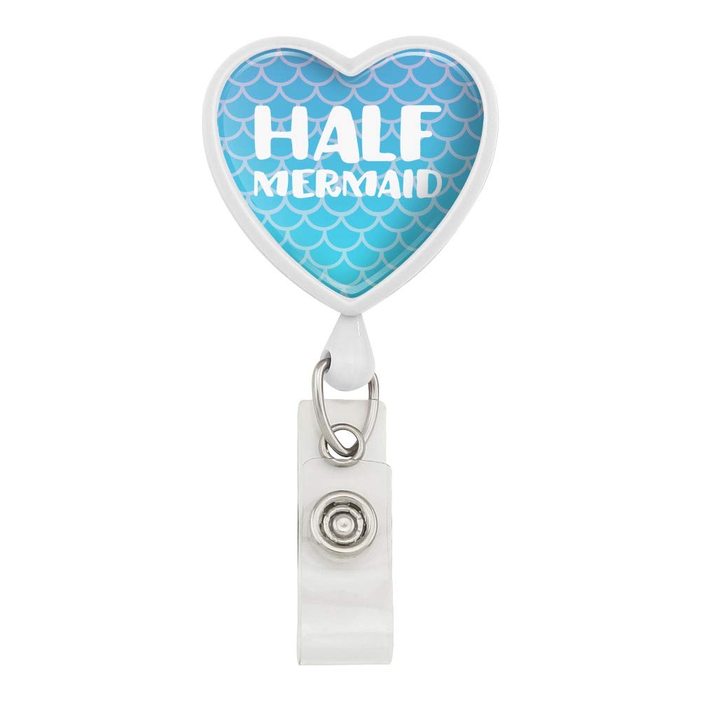 Blue Scale Mermaid Heart Lanyard - Retractable Reel Badge Holder for ID Cards, Keys & Work Access - Perfect for Nurses, Teachers, Office Professionals & Events