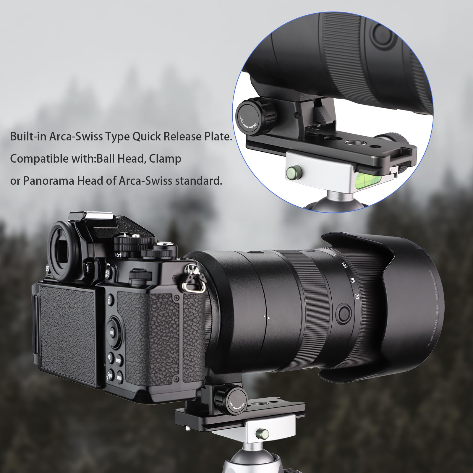 Haoge LF-Z72 Arca Swiss Tripod Mount Ring for Nikon Nikkor Z 70-200mm f/2.8 VR S Lens - Compatible with Z 70-200mm F2.8, Z 100-400mm F4.5-5.6 VR S, Z 400mm f/4.5 VR S, Z 600mm f/6.3 VR S - Perfect for Photography, Videography & Travel Shooting