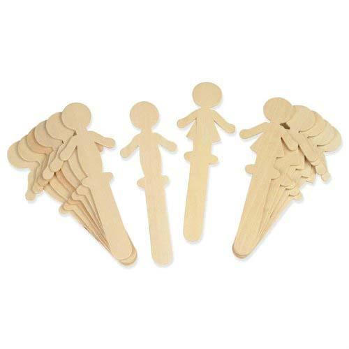 36-Piece Craft Sticks People Shapes for DIY Art Projects, School Activities & Kids Crafts