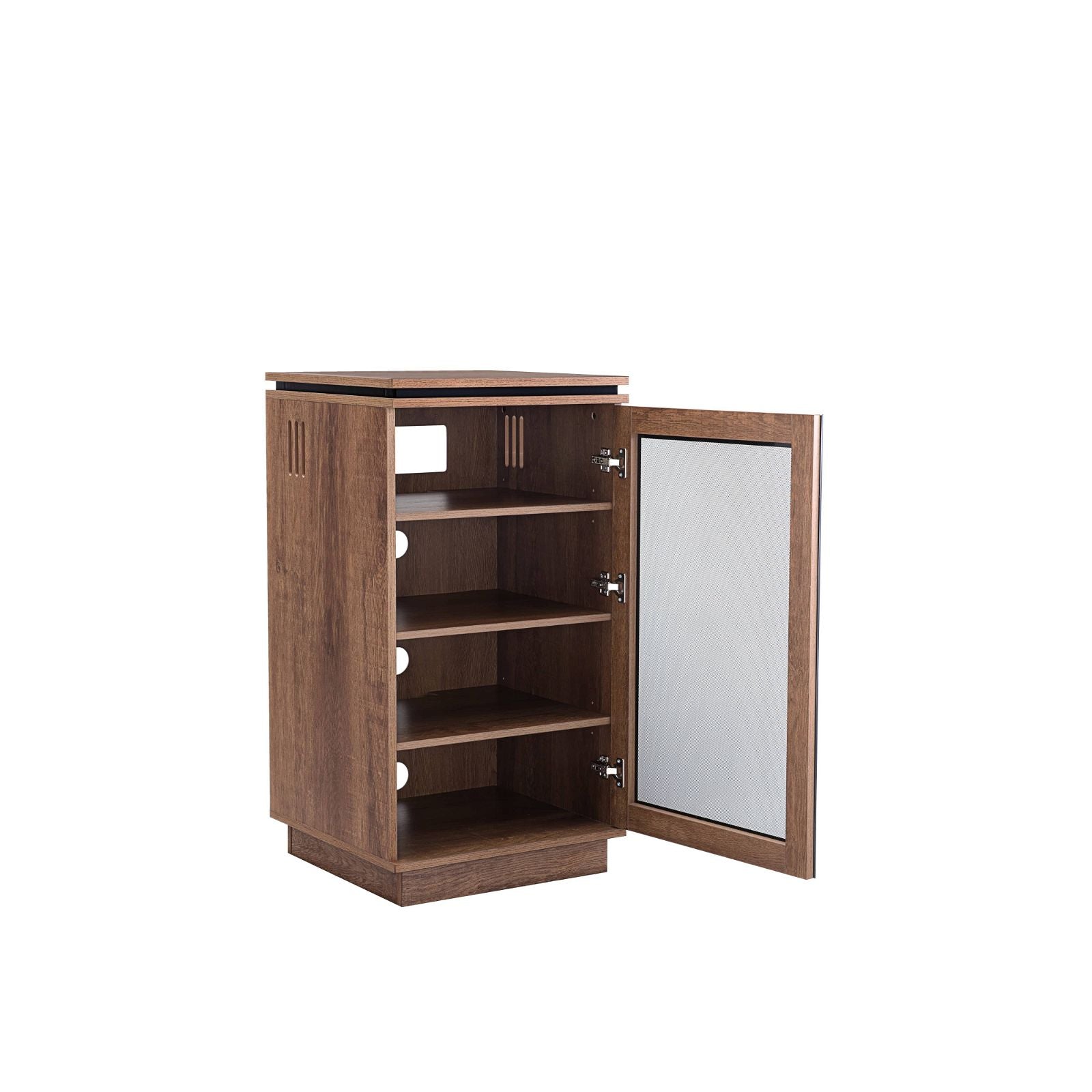 TITAN HiFi Vinyl Dark Oak Entertainment Center - Premium Audio Rack for Record Player & Stereo System - Perfect for Living Room, Home Theater & Music Studio Setup