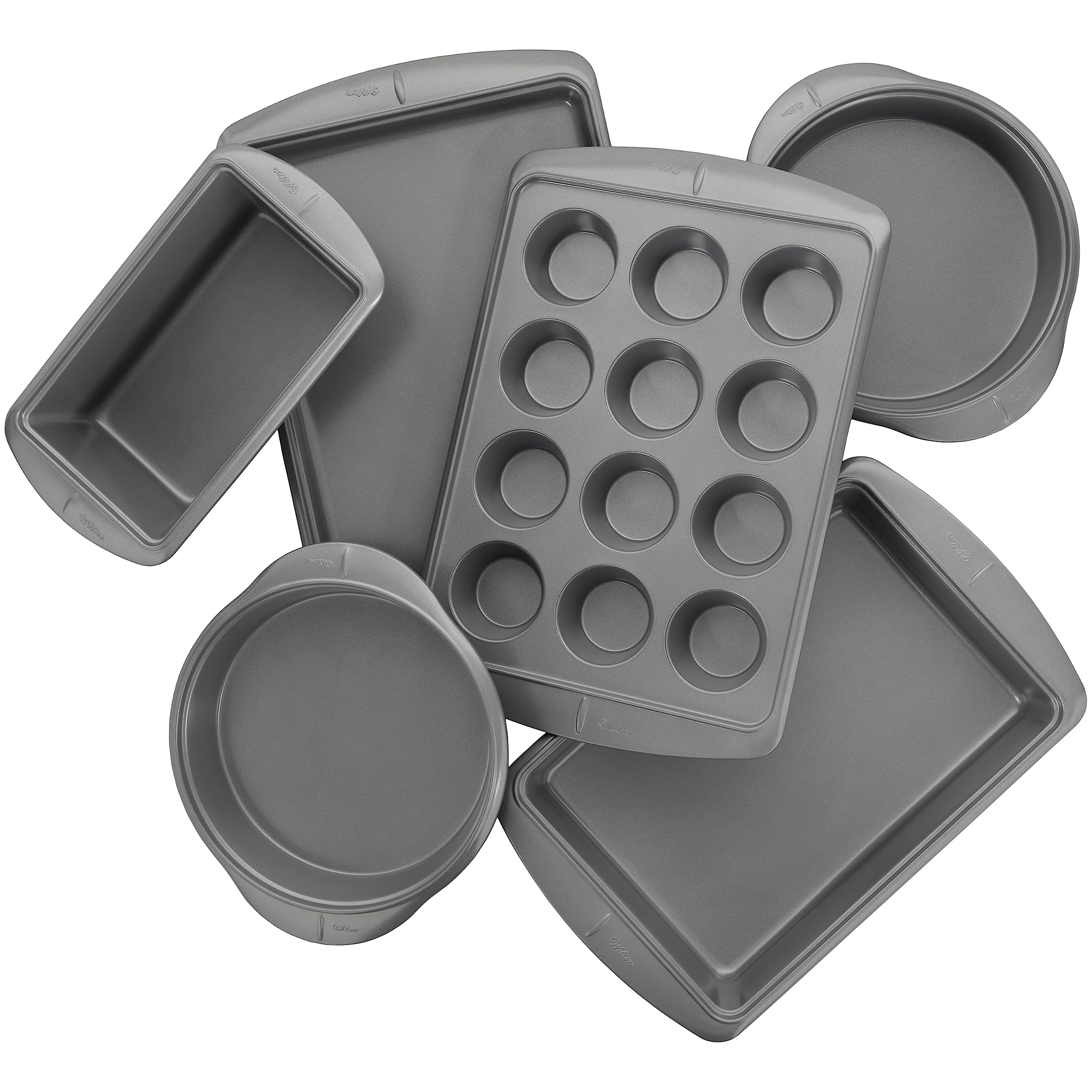 Wilton Ever Glide 6-Piece Nonstick Bakeware Set - Non-Stick Cake Pans, Muffin Tins & Cookie Sheets for Even Baking | Durable, Dishwasher Safe Baking Kit for Cakes, Cookies & Pastries | Perfect for Home Bakers & Holiday Baking