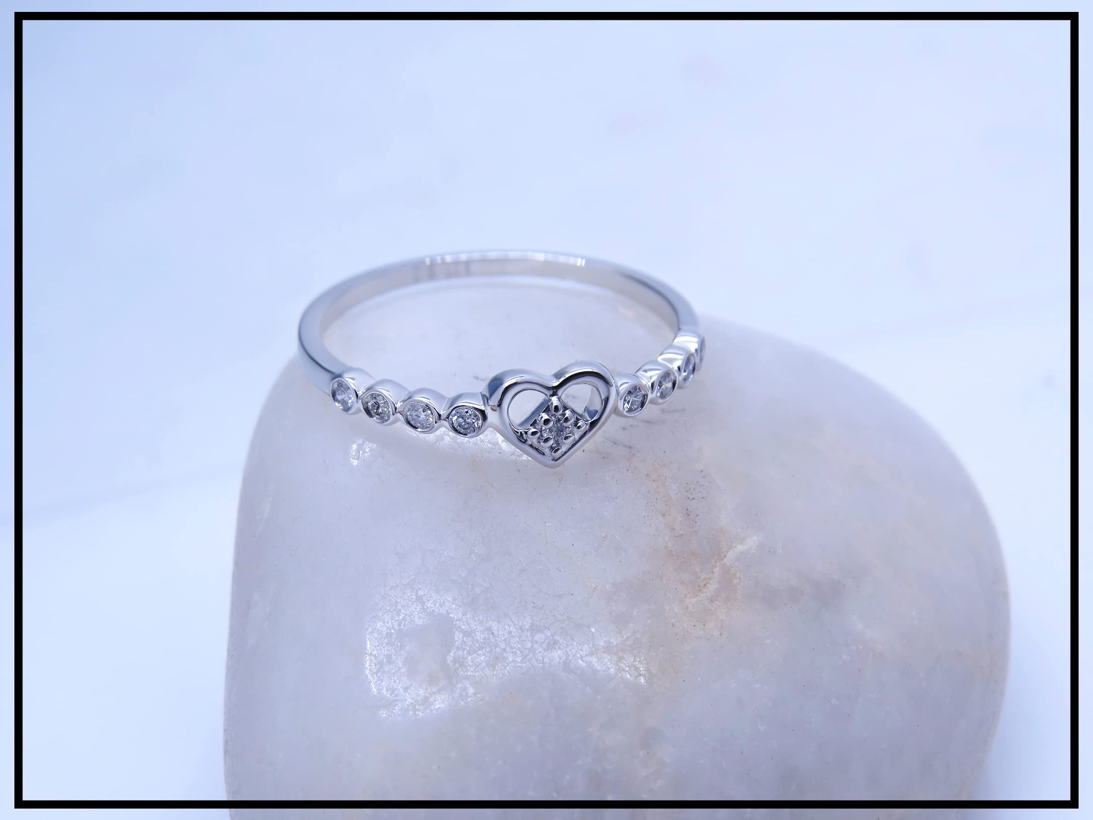 Dazzlingrock Collection 10K White Gold Women's Round Diamond Heart Ring 1/10 CTW - Elegant Jewelry for Valentine's Day, Anniversary & Special Occasions
