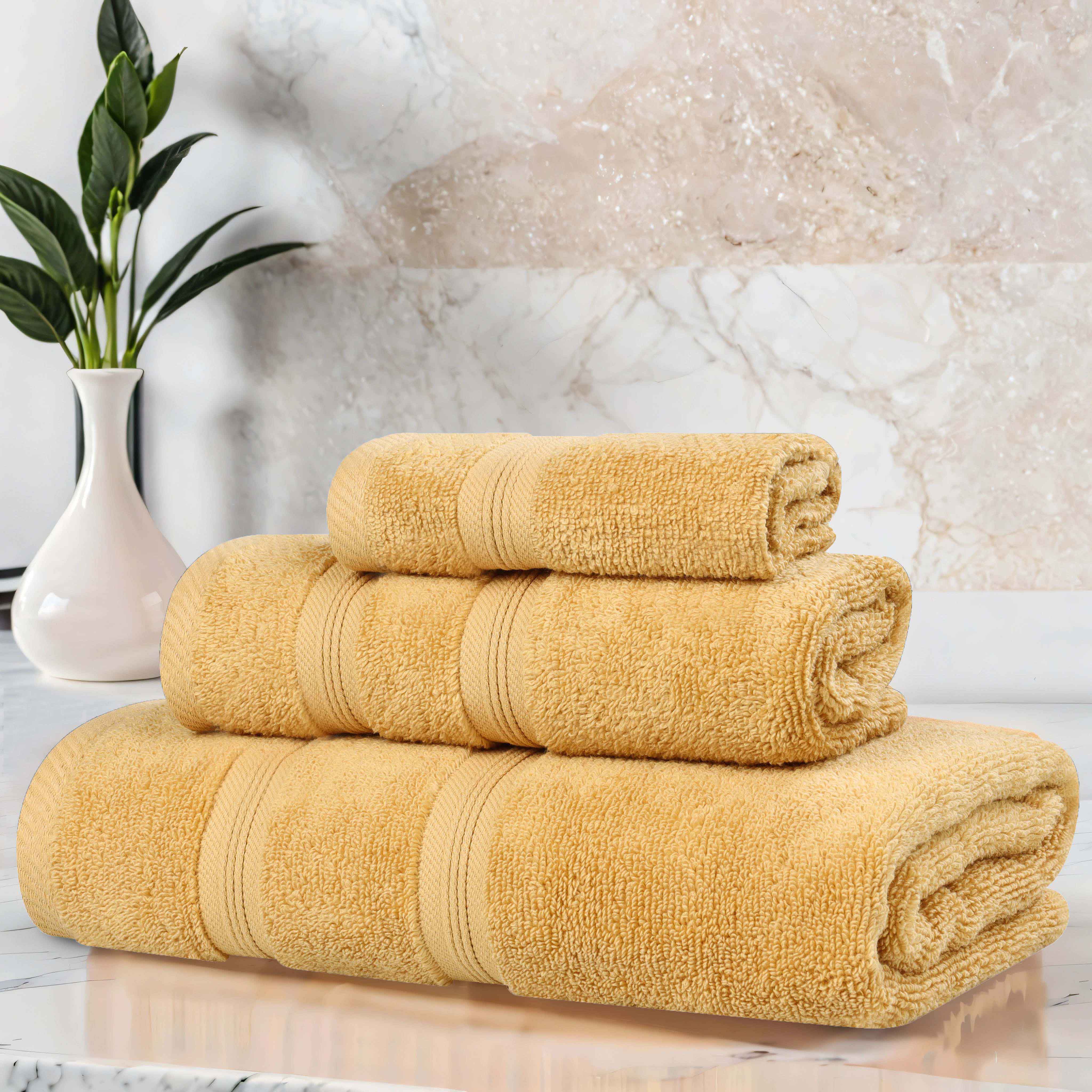 Premium Smart Dry Zero Twist Cotton 3-Piece Towel Set - Ultra Soft & Absorbent Bath Towels, Hand Towels & Washcloths - Perfect for Spa, Bathroom & Luxury Home Decor