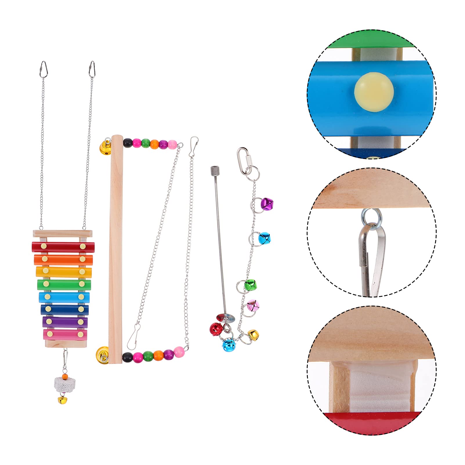 Balacoo 3-Piece Stainless Steel Bird Swing Toy Set - Chicken Swing, Parrot Chewing Toy & Pecking Stand for Cage - Durable Pet Toys for Parrots, Chickens & Poultry - Perfect for Play, Exercise & Mental Stimulation
