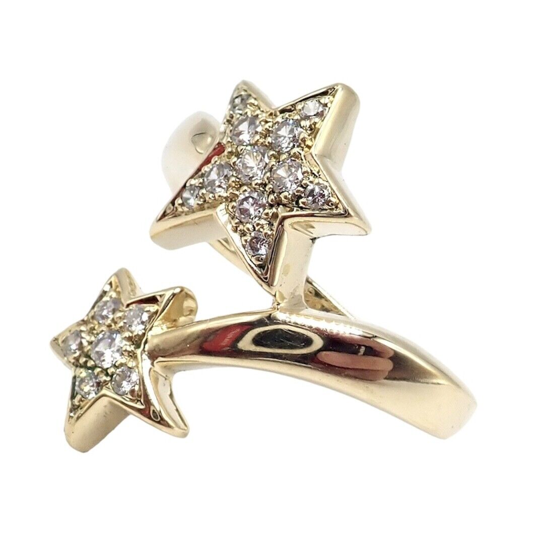 Chanel Comete 18k Yellow Gold Diamond Cocktail Ring Size 6.5 - Luxury Star Design Jewelry for Women, Perfect for Parties, Weddings & Special Occasions