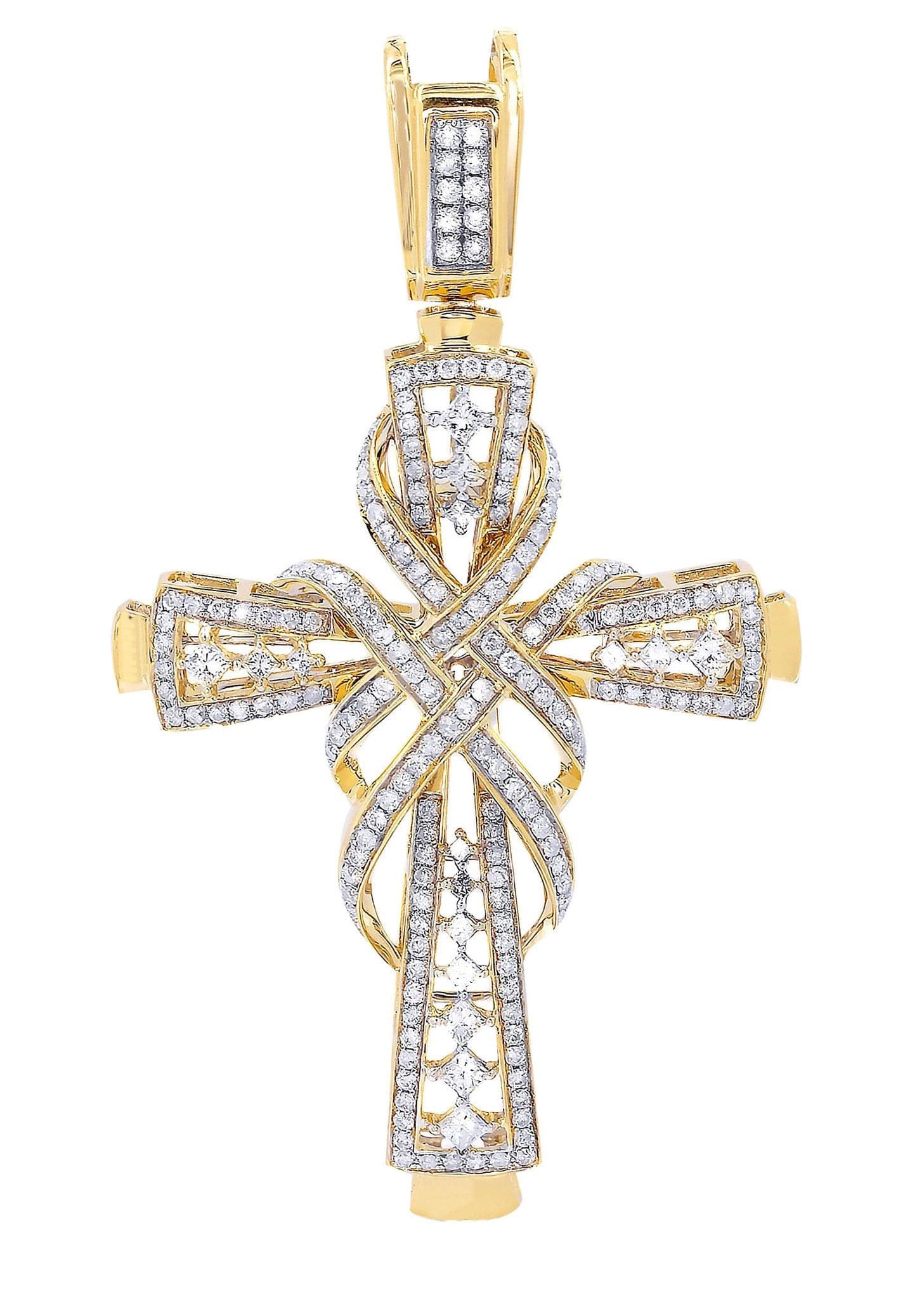 2.33 Carat Diamond Cross Pendant Necklace - 14.34 Grams Solid Gold Religious Jewelry for Women - Perfect for Church, Baptism & Special Occasions