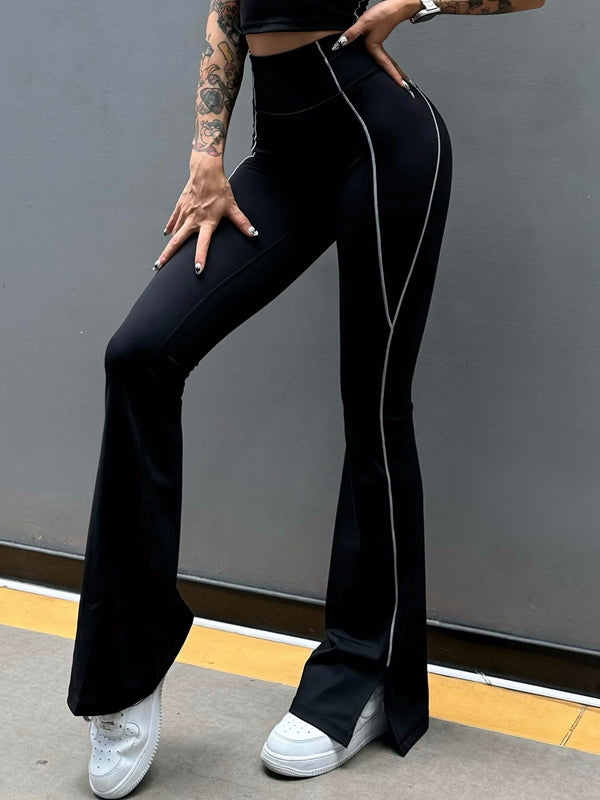 ZASUWA Women's High Waisted Split Flare Leggings - Yoga, Workout & Casual Wear