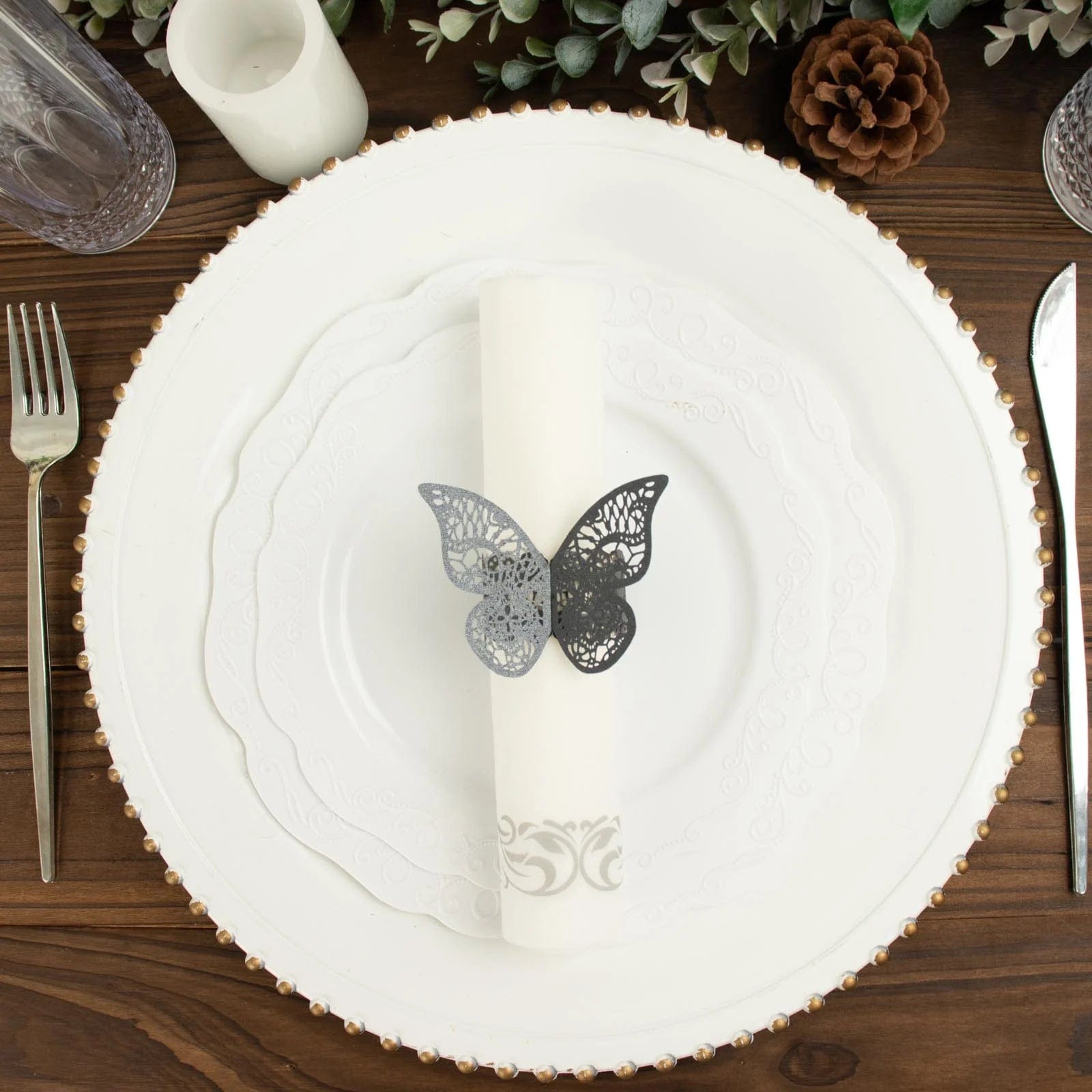 12 Pack Laser Cut 3D Butterfly Napkin Rings for Wedding, Party & Table Decor - Elegant DIY Paper Craft for Dinnerware & Home Decoration
