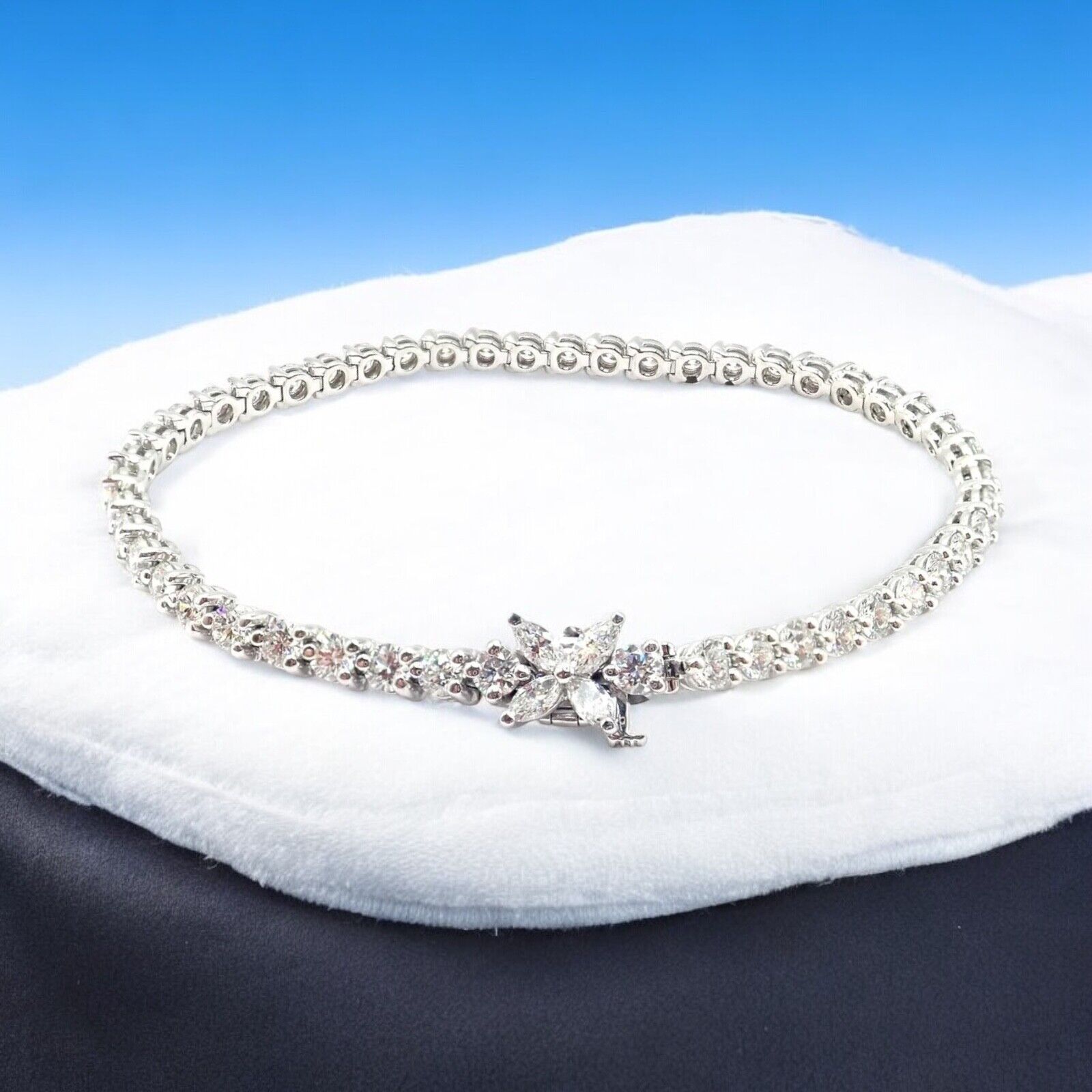 Authentic Tiffany & Co Victoria Platinum 4.49ct Diamond Tennis Bracelet for Women - Luxury Jewelry Gift for Anniversary, Wedding & Special Occasions