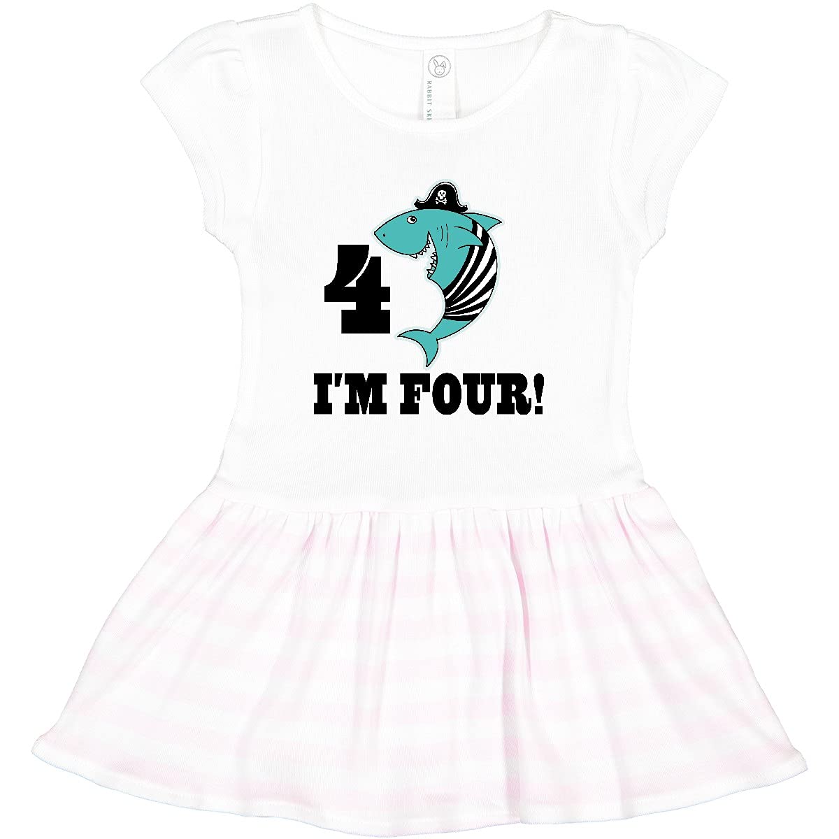 Inktastic 4th Birthday Shark Party Outfit - Cute Pirate Toddler Dress for Boys & Girls - Perfect for Birthday Parties, Photo Shoots & Themed Events