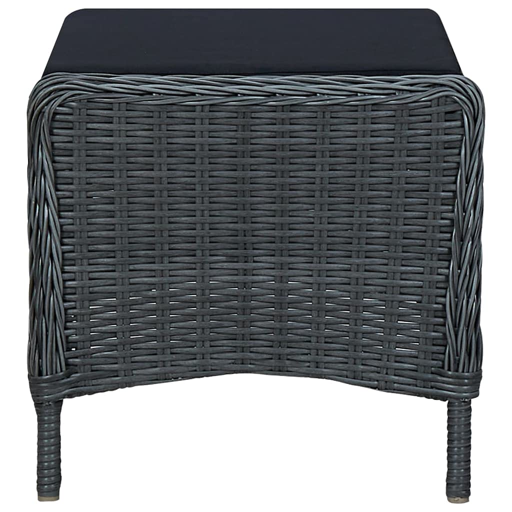 **Dark Gray Reclining Garden Chair with Cushions & Footstool – Outdoor Patio, Balcony, Terrace Lounge Seating – Durable Poly Rattan Furniture for Relaxing & Sunbathing**