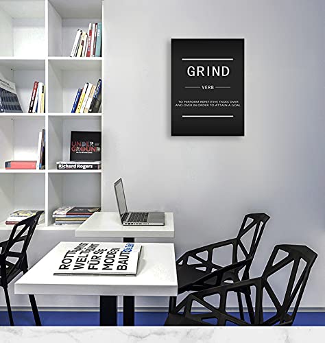 Grind Verb Motivational Canvas Wall Art - Inspirational Entrepreneur Quotes for Office & Home Decor - Ready to Hang 30x40 Inch - Perfect for Workspace, Living Room & Holiday Gifts