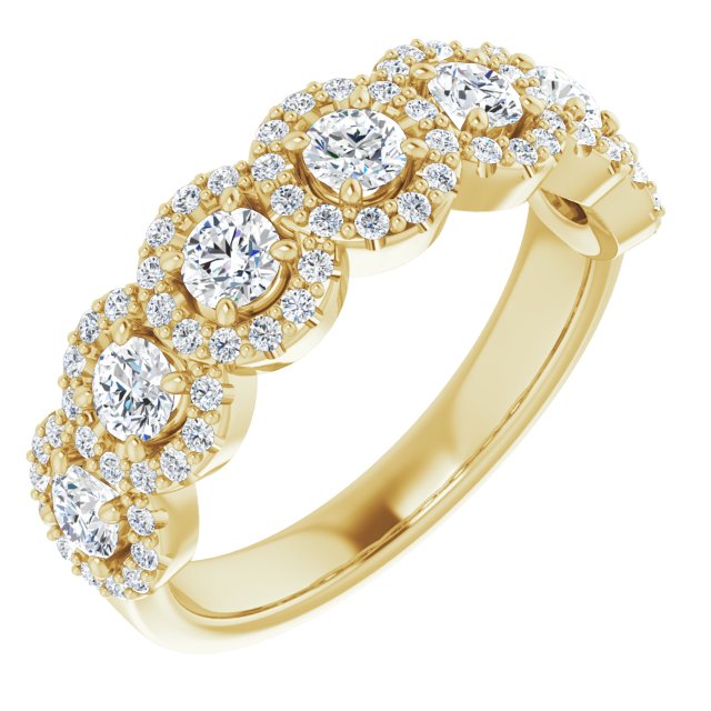 1.00 Carat Round Cut Diamond Halo Wedding Band Ring - Elegant Bridal Jewelry for Engagement, Proposal & Anniversary Gifts