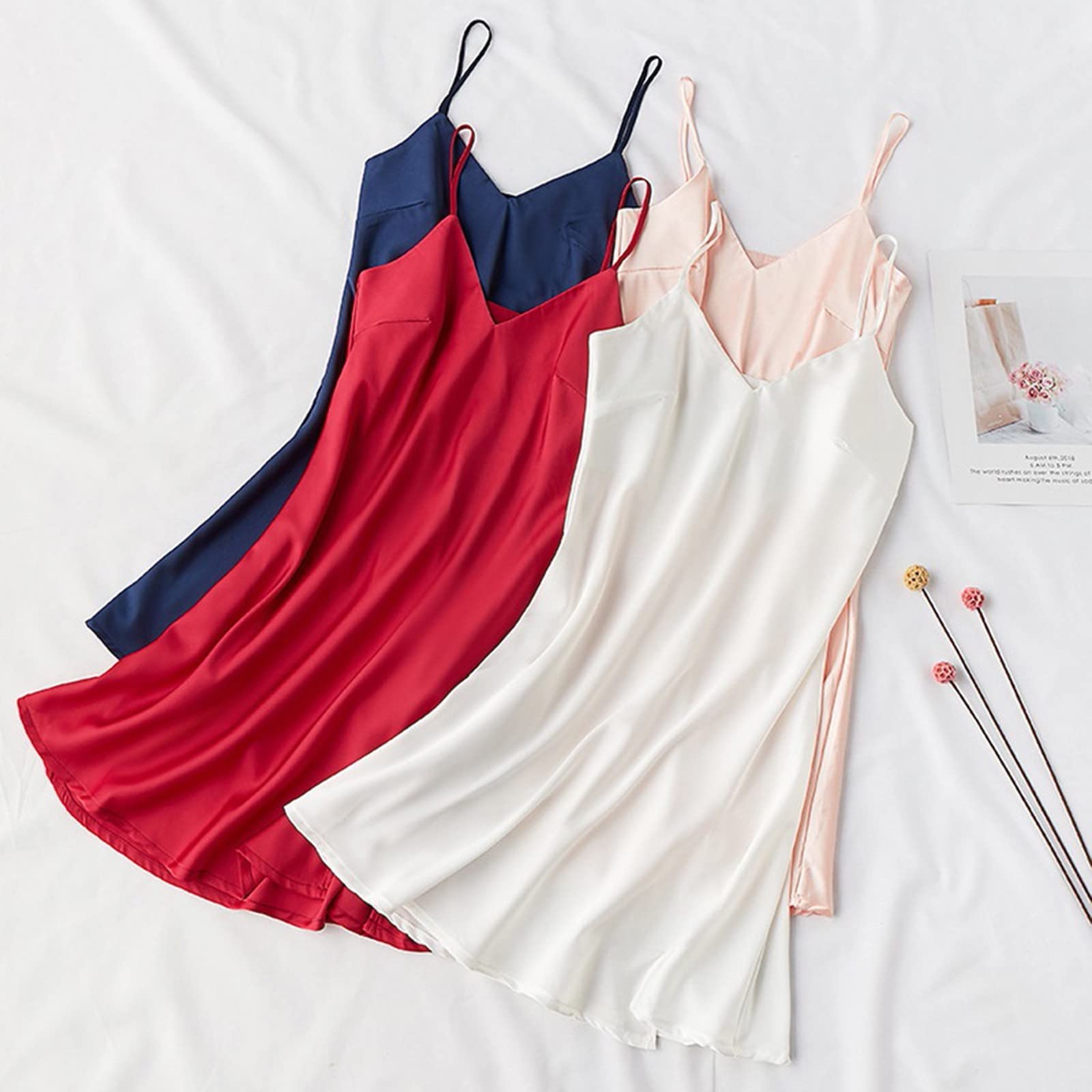 SHOPESSA Women's Satin Mini Dress - Elegant Slip Nightgown for Sleepwear, Wedding Nightie & Bridal Nightdress | Perfect for Honeymoon, Anniversary & Romantic Evenings