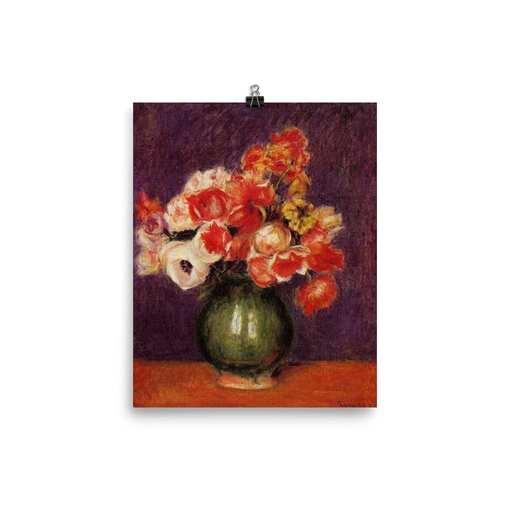 Pierre Auguste Renoir Vase of Flowers Art Print - High Quality Reproduction Poster for Home & Office Decor - Perfect for Living Room, Bedroom, or Gift