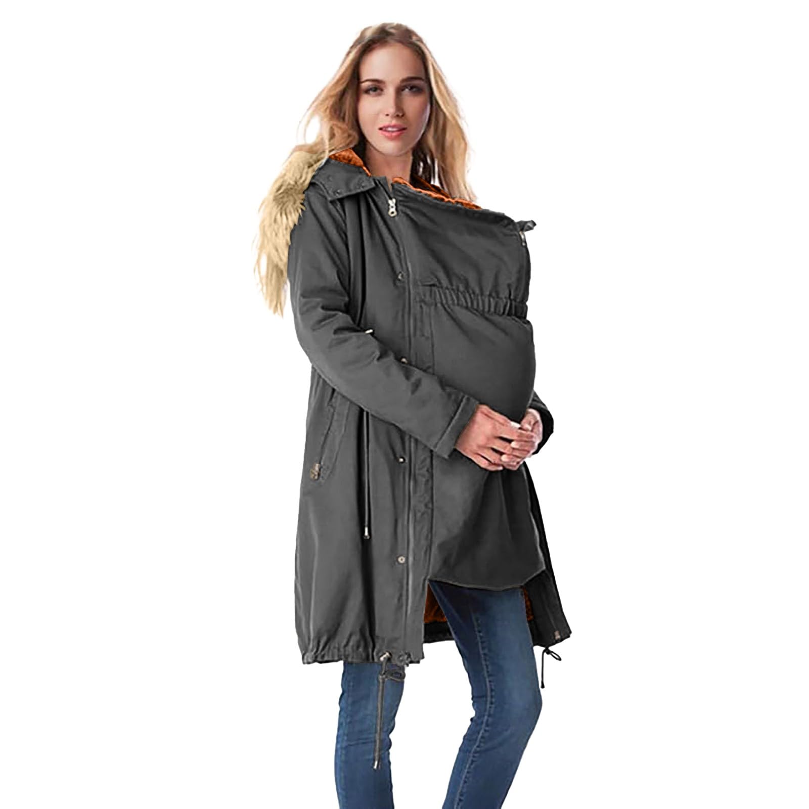 Women's Maternity 3-in-1 Thick Fleece Lined Winter Coat with Hood - Warm Maternity Jacket Extender for Pregnancy | Perfect for Cold Weather & Outdoor Activities
