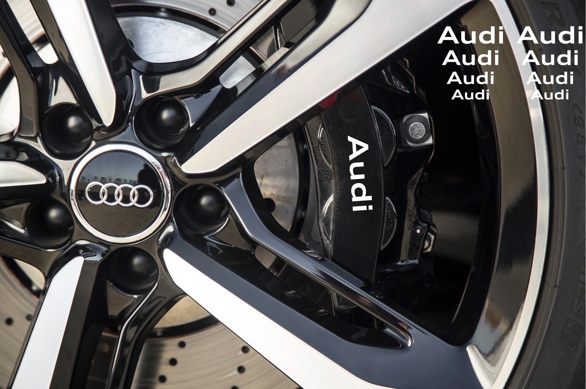 High-Performance Audi Brake Caliper Mirror Window Decal Sticker (63mm x 36mm) - White Vinyl Car Accessory for Audi A3 A4 A5 A6 A7 Q5 Q7 - Perfect for Customizing Your Vehicle's Exterior & Interior