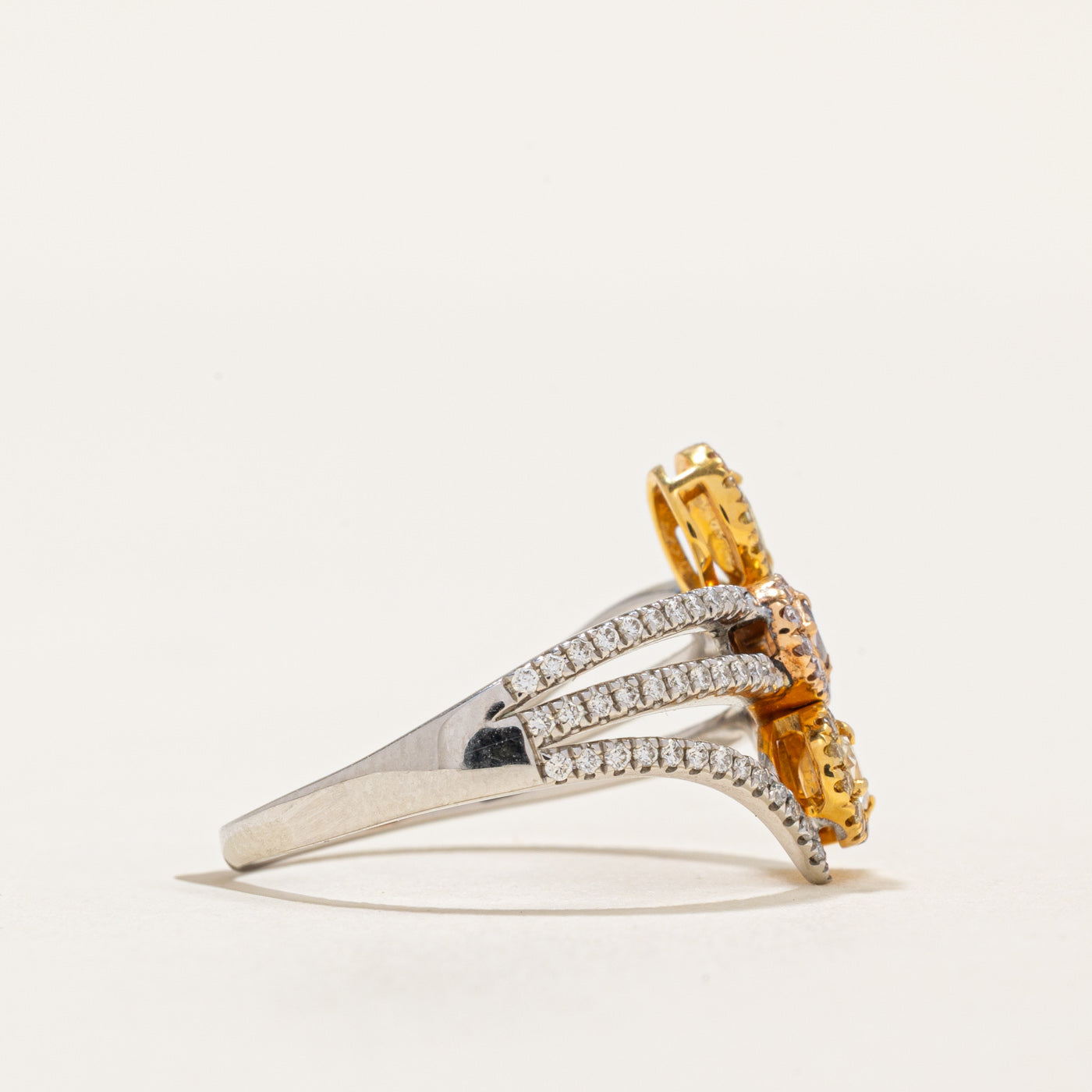 Exquisite Pink & Yellow Diamond Bypass Ring | 0.55 Carat Total Weight | Size 6.75 | Elegant Engagement, Anniversary Gift for Her | Perfect for Weddings, Date Nights & Special Occasions