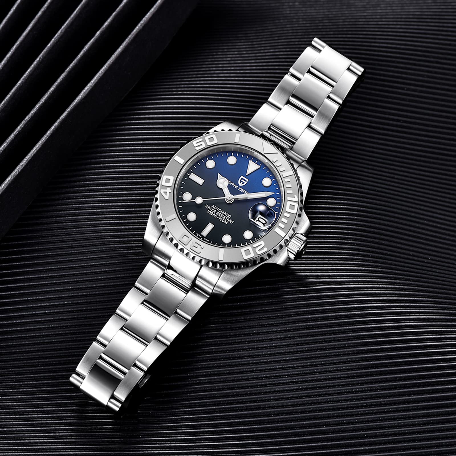 Pagani Design Men's Automatic NH35 Mechanical Watch - 100M Waterproof Stainless Steel Sapphire Glass Yacht Wristwatch PD-1651 | Luxury Dress Watch for Business, Formal Events & Everyday Wear