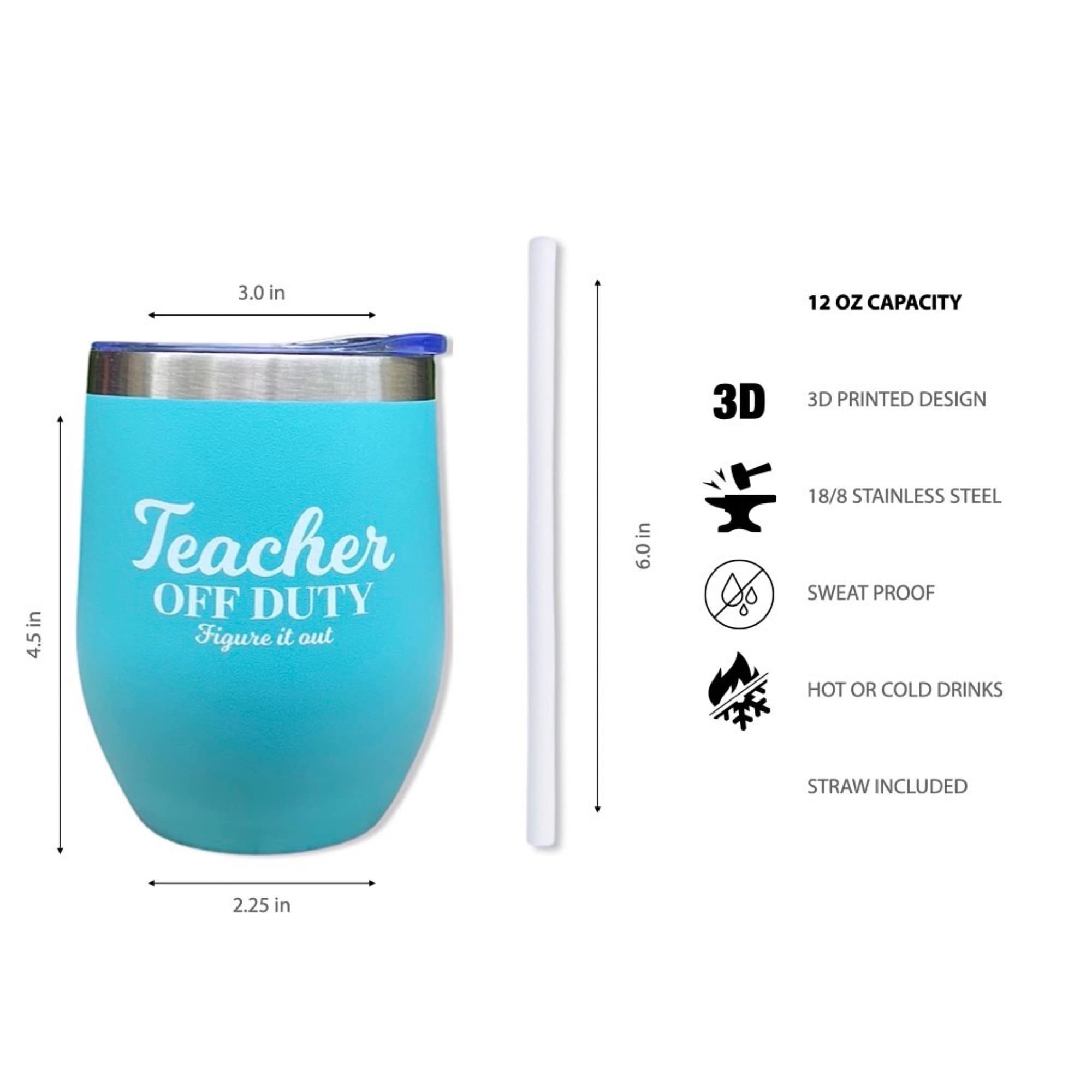 Best Teacher Mint 12oz Tumbler - Teacher Off Duty Cocktail Tumbler, Perfect Student Gift for Teacher Appreciation, End of Year Gift, Ideal for Classroom, Home, or Outdoor Use