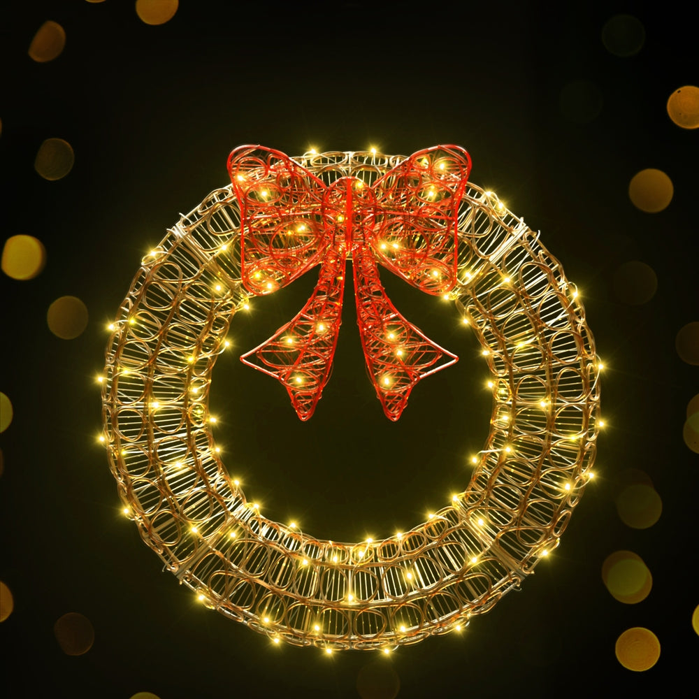 160 LED Solar Christmas Wreath - 0.6M Waterproof Outdoor Holiday Decor with 8 Lighting Modes for Door, Window, Garden & Patio Decorations