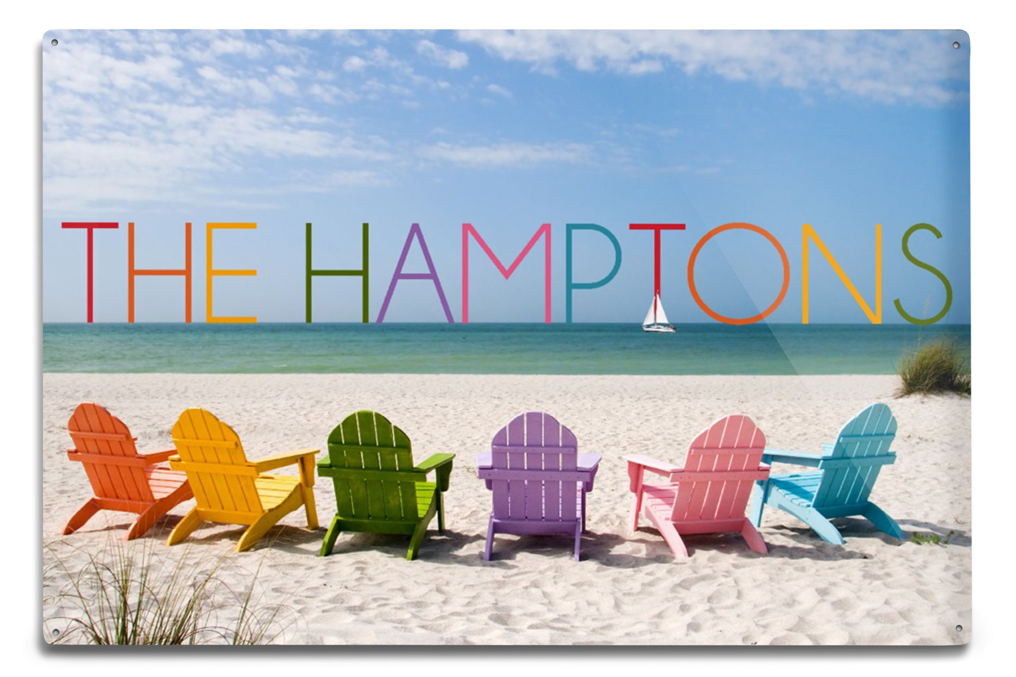 Colorful Beach Chairs Metal Wall Art - 6x9 Aluminum Sign for Indoor & Outdoor Decor - The Hamptons New York Coastal Theme - Perfect for Beach House, Patio, or Porch Decoration