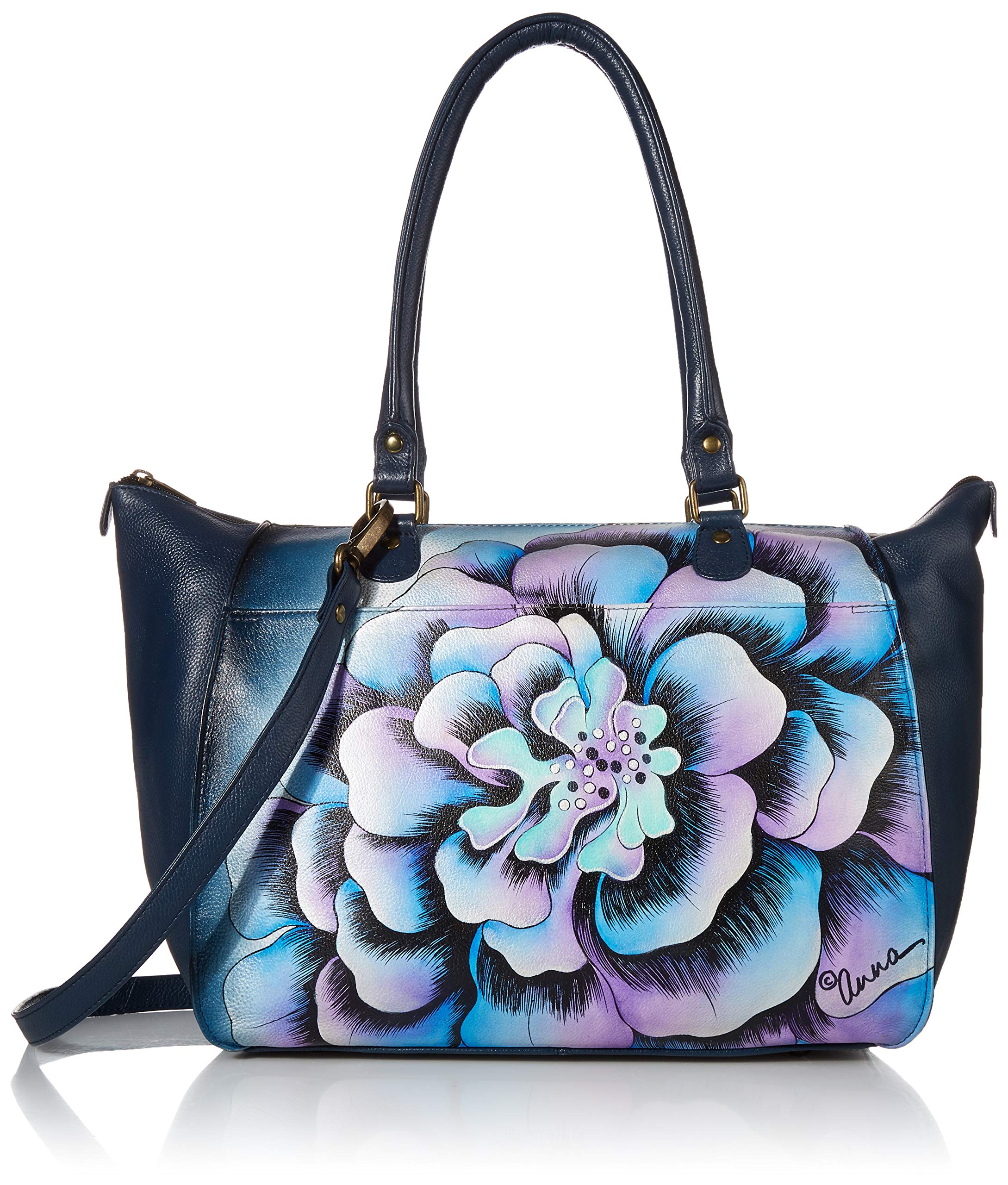 Anna by Anuschka Genuine Leather Large Tote Bag - Marigold & Denim | Stylish Women's Handbag for Work, Travel & Everyday Use