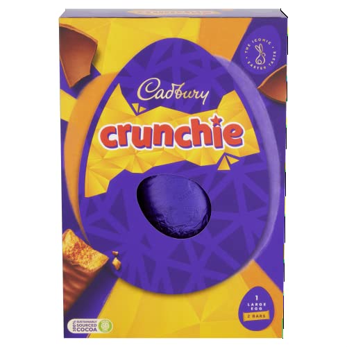 Cadbury Crunchie Large Easter Egg with Two Crunchie Bars - 233g Milk Chocolate Candy for Easter Gifts, Party Favors & Holiday Treats